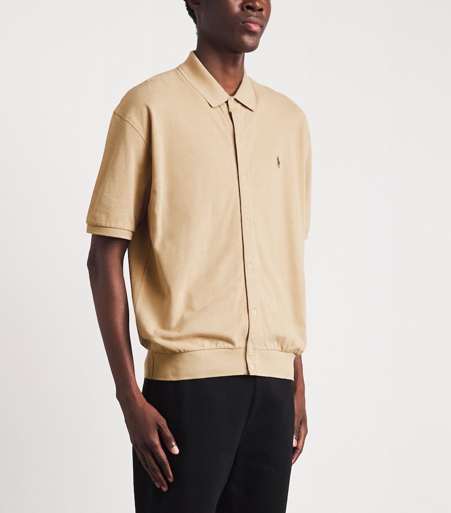Polo Ralph Lauren Mens Cotton Featherweight Mesh Polo Shirt Vintage Khaki Image 4