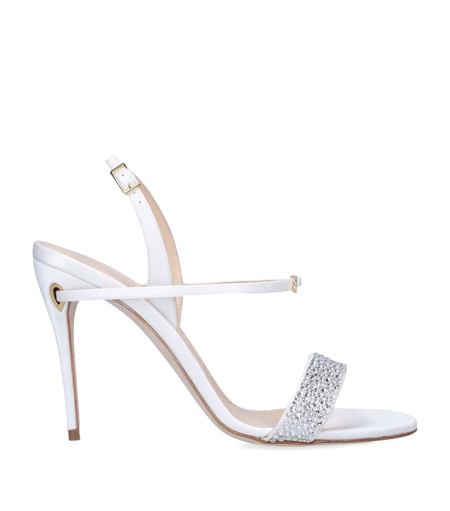 Jennifer Chamandi Embellished Satin Tomasso Sandals 105 White Image 1