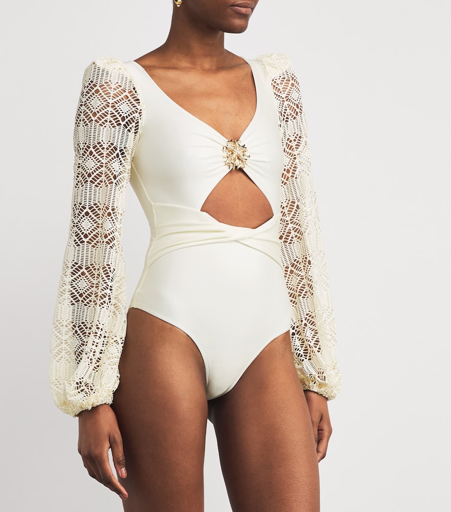 Crocheted Coral Swimsuit WHITE/TBD Image 3