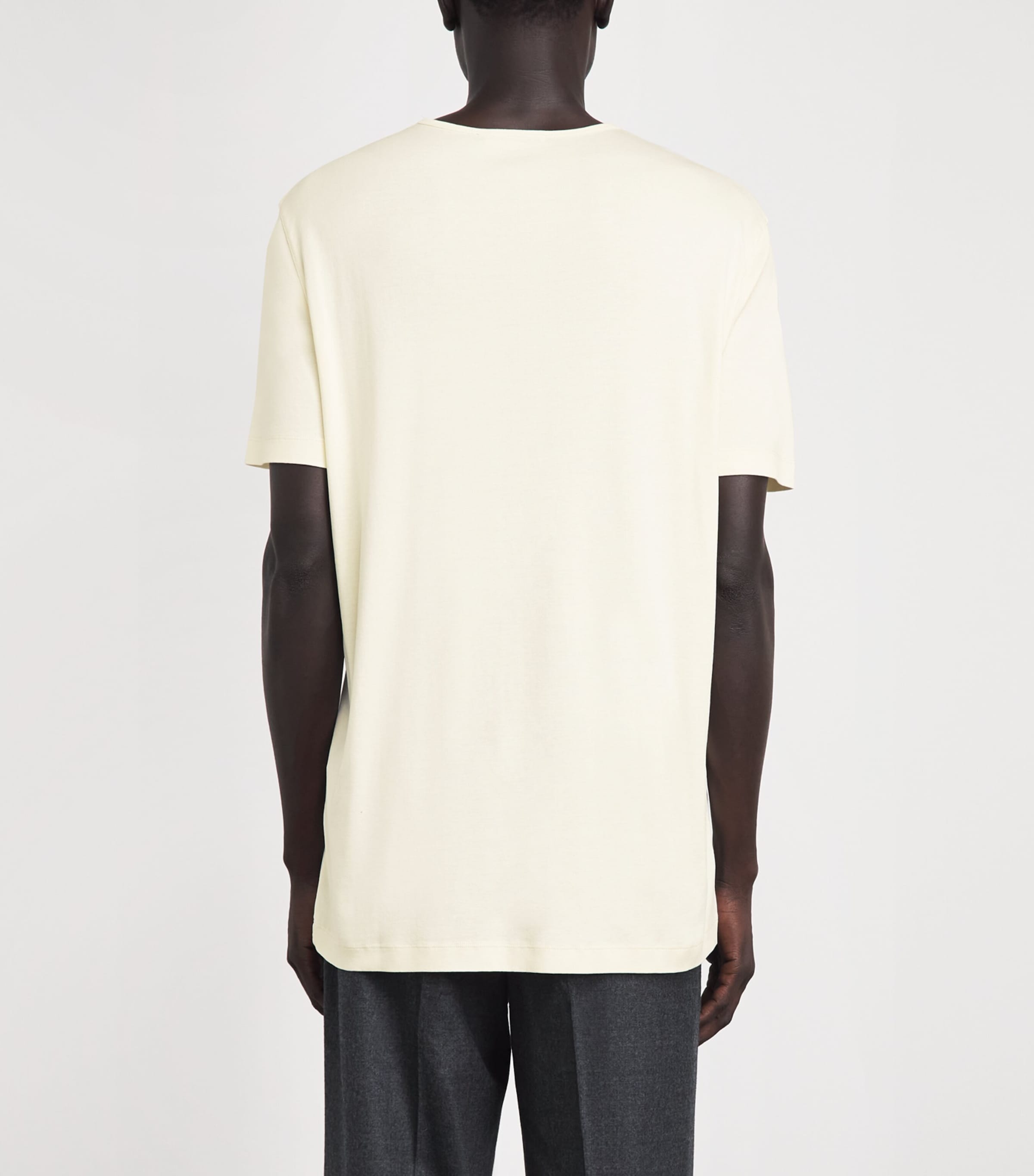 Lemaire Mens Cotton Scoop-Neck T-shirt Light Cream Image 5