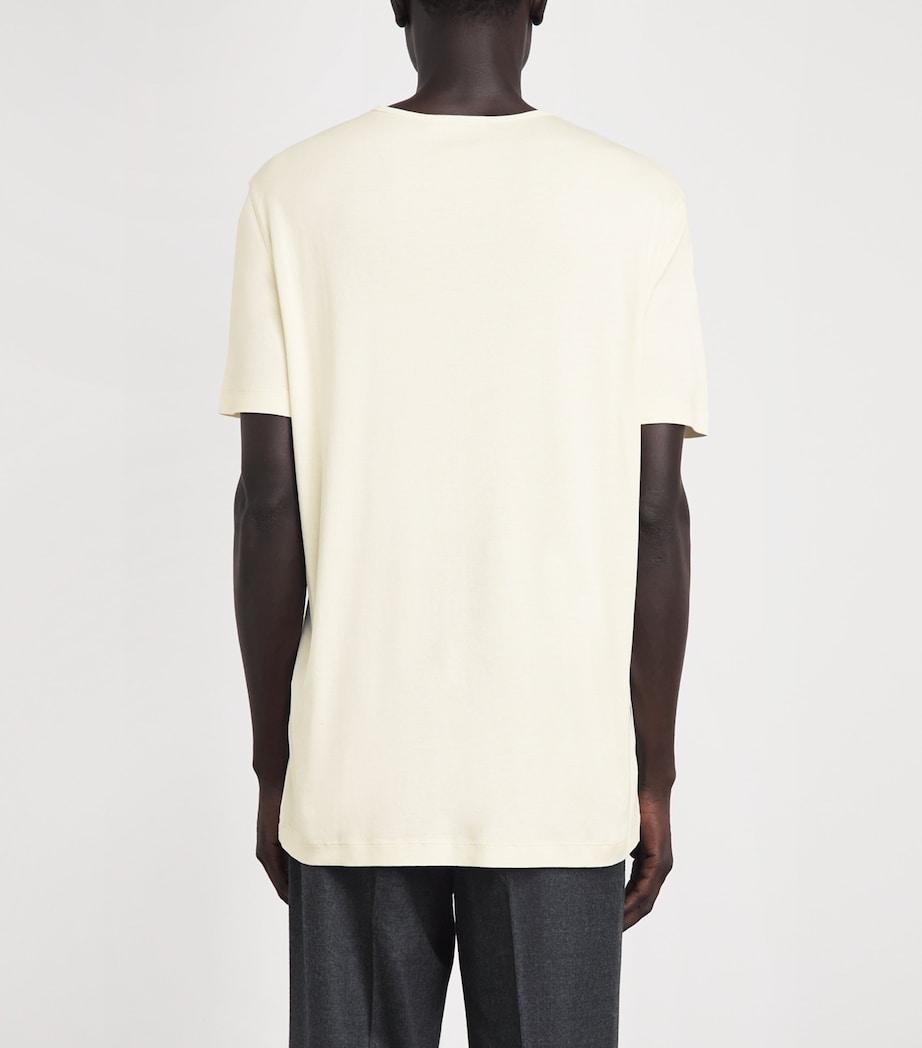 Lemaire Mens Cotton Scoop-Neck T-shirt Light Cream Image 5