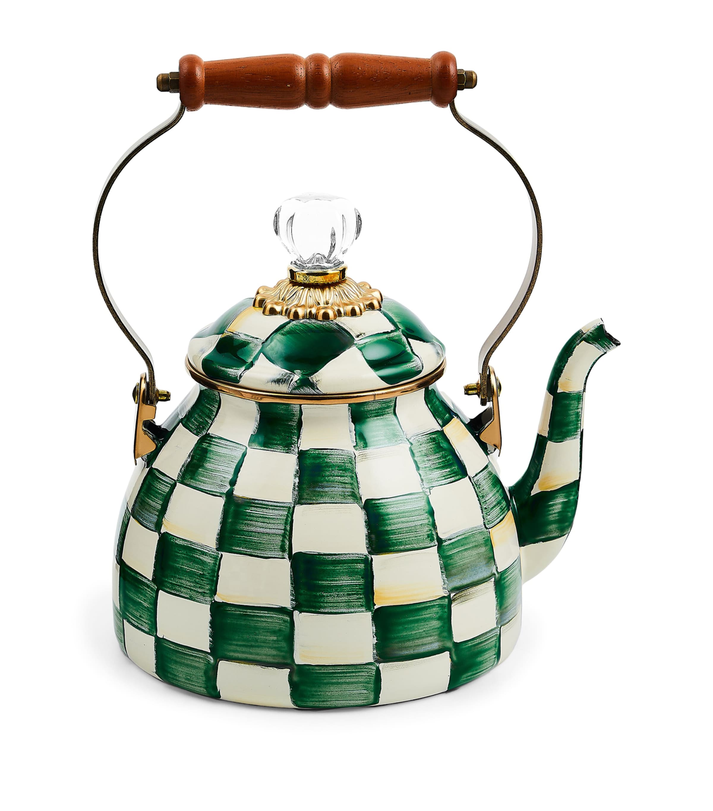 MacKenzie-Childs Emerald Check 2-Quart Tea Kettle | Kitchenware | Kitchen Appliances | Kettles | Designers | Mackenzie Childs