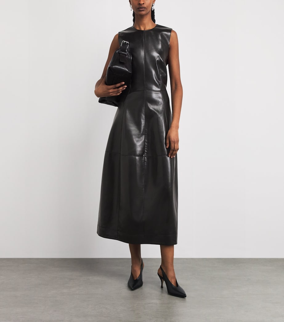 Nanushka Womens Faux Leather Ilesha Midi Dress Black Image 2