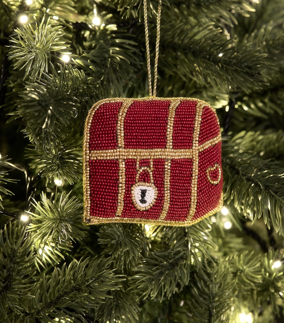Harrods Beaded Chest Tree Decoration Red/gold Image 3