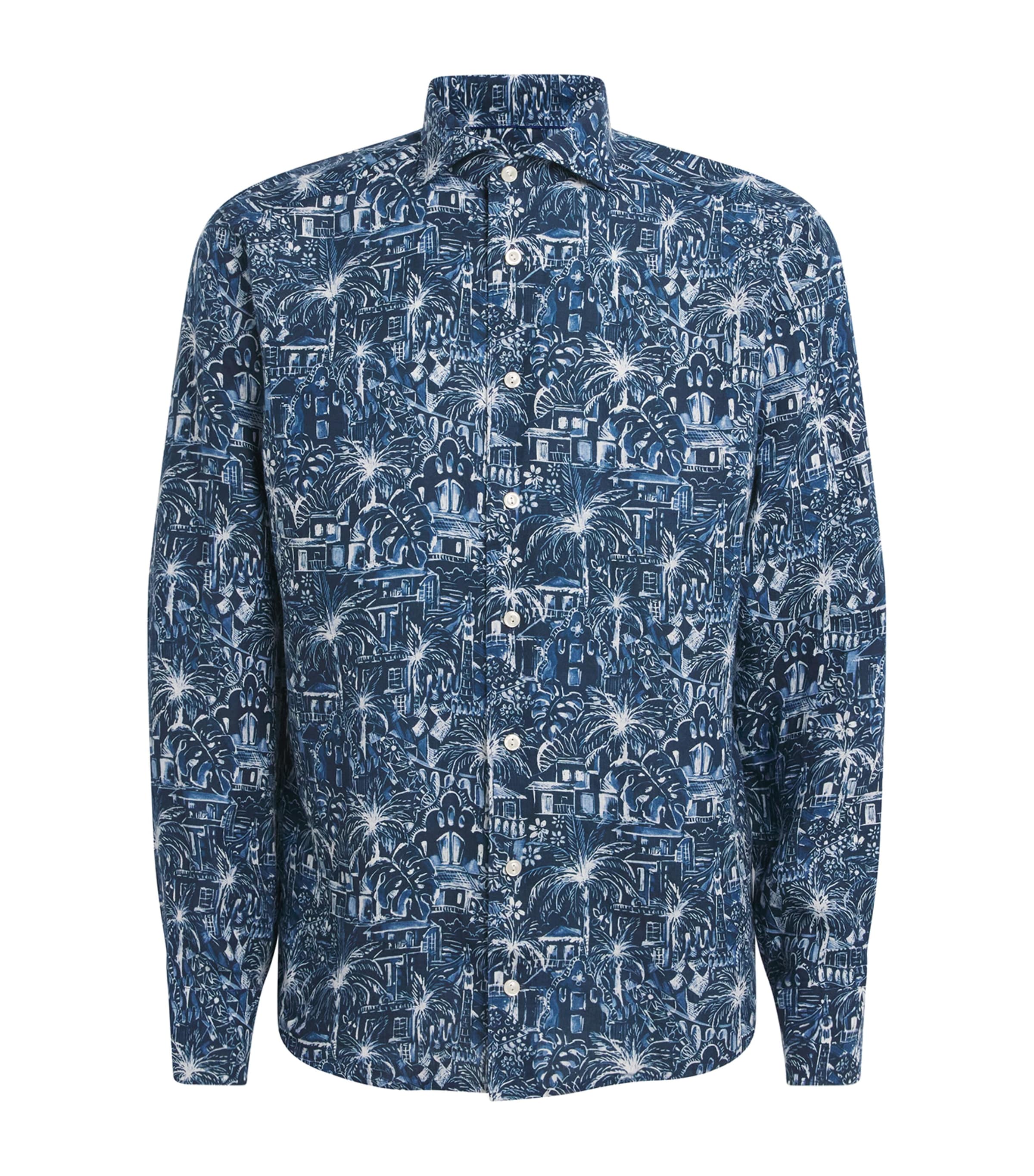 Eton Linen Resort Shirt In Multi