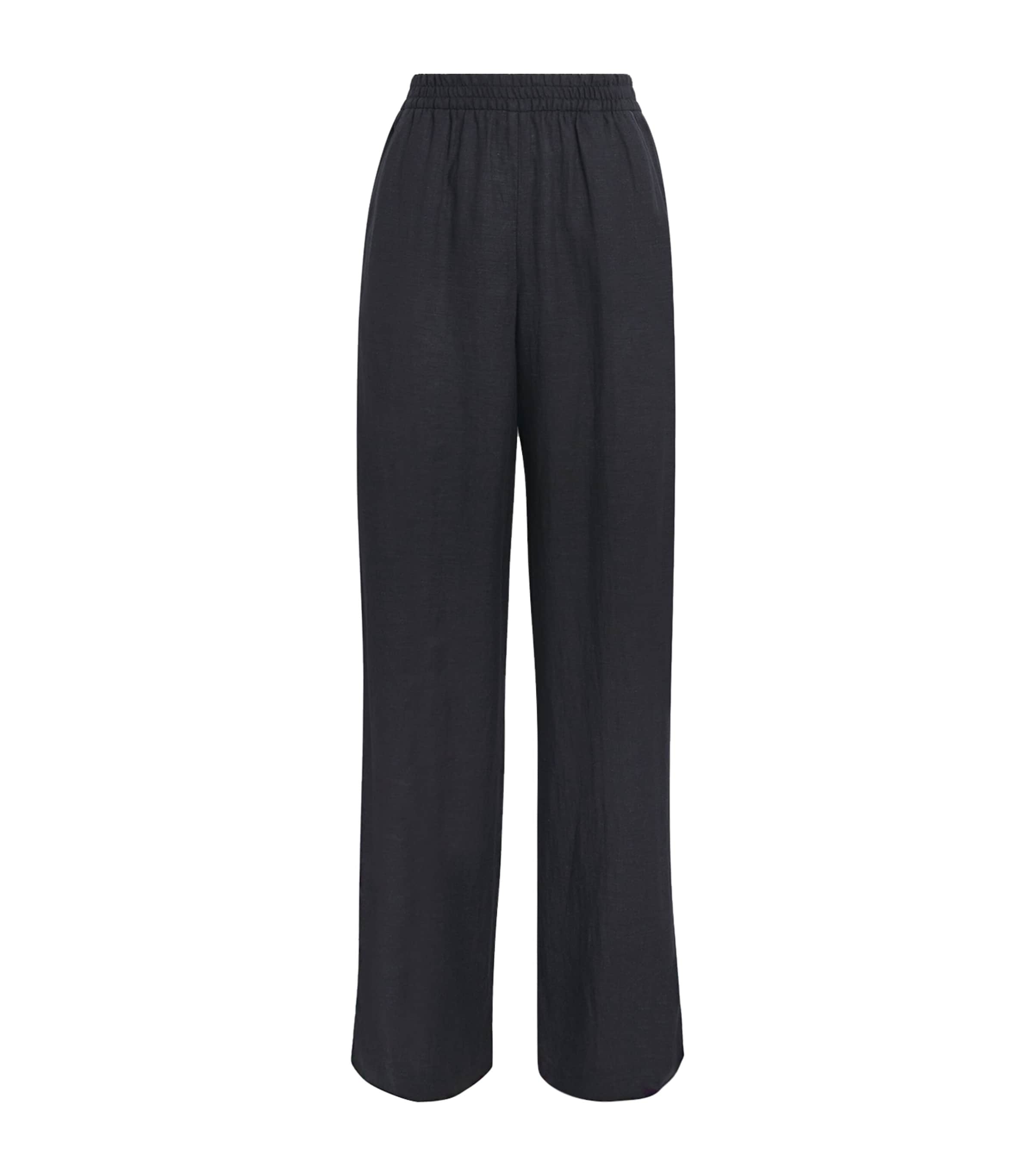 Eleventy X Harrods Linen Elasticated Palazzo Trousers In Blue