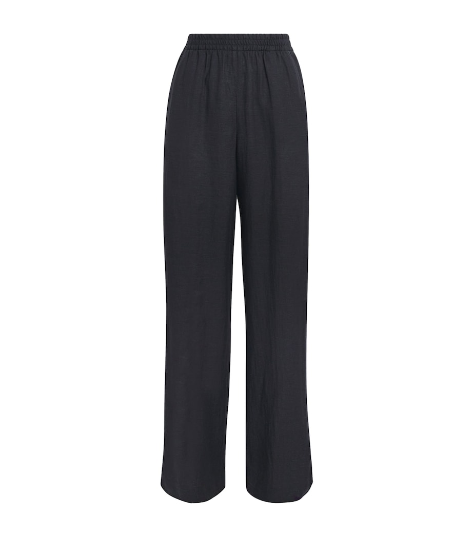 x Harrods Linen Elasticated Palazzo Trousers NERO Image 1