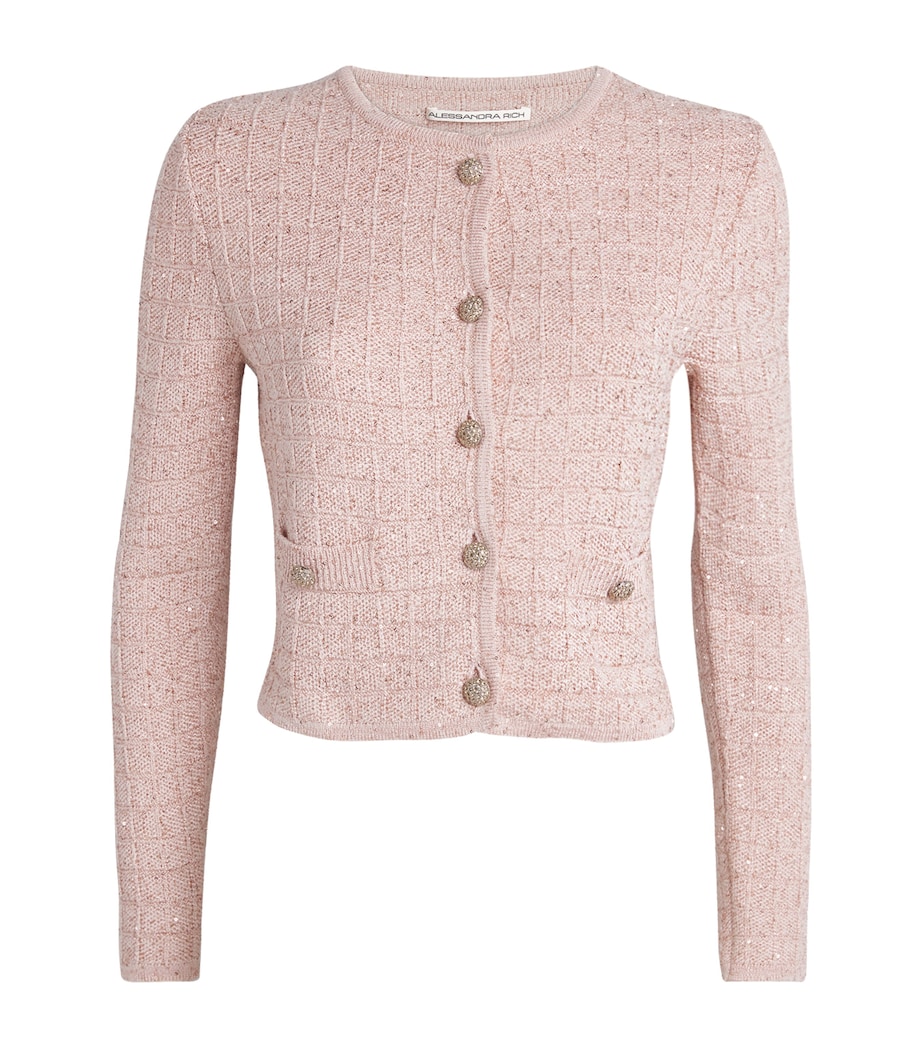 Alessandra Rich Womens Sequin-Embellished Cardigan Pink Image 1