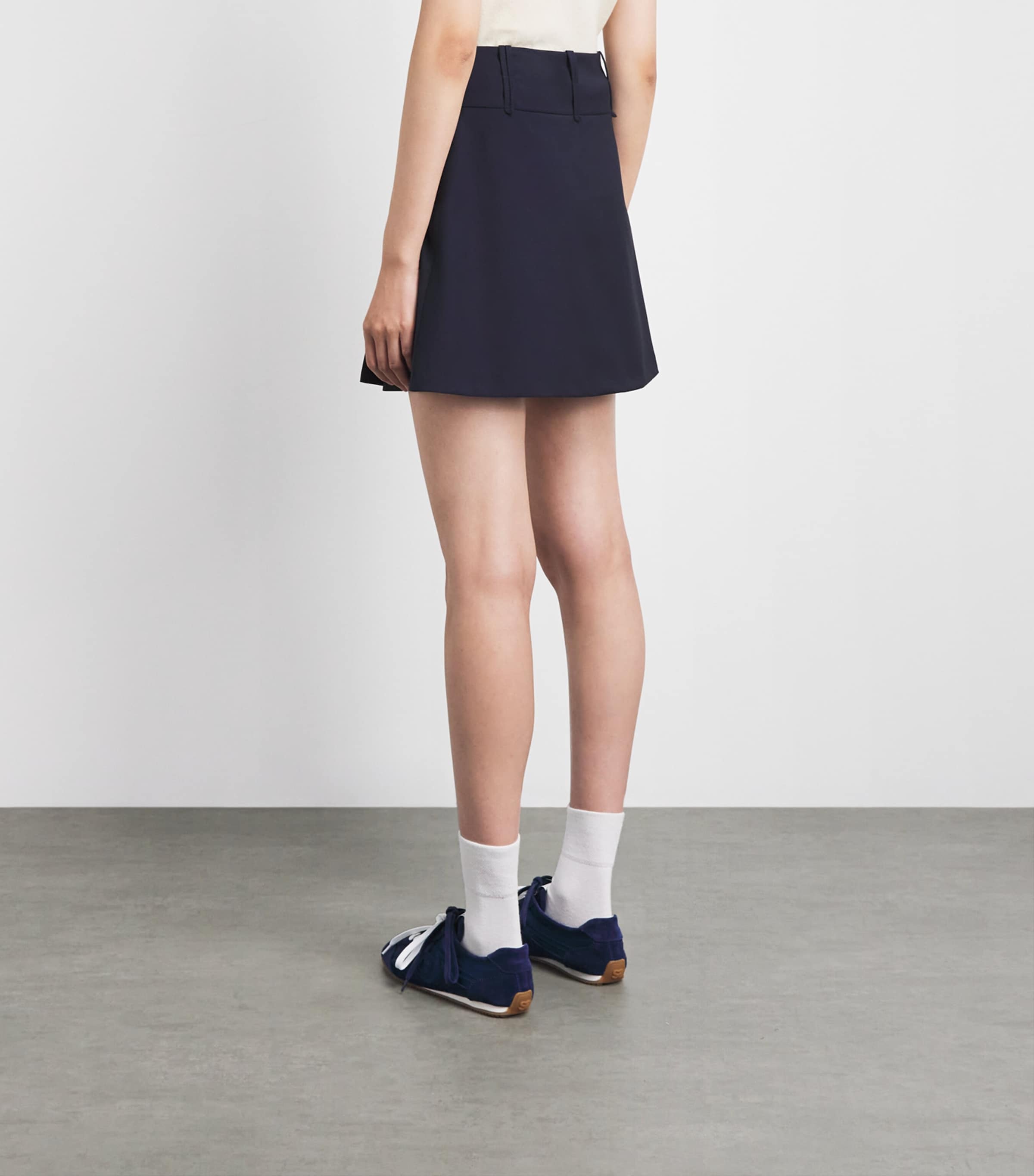 Claudie Pierlot Womens Wool-Blend Pleated Mini Skirt Navy Image 5