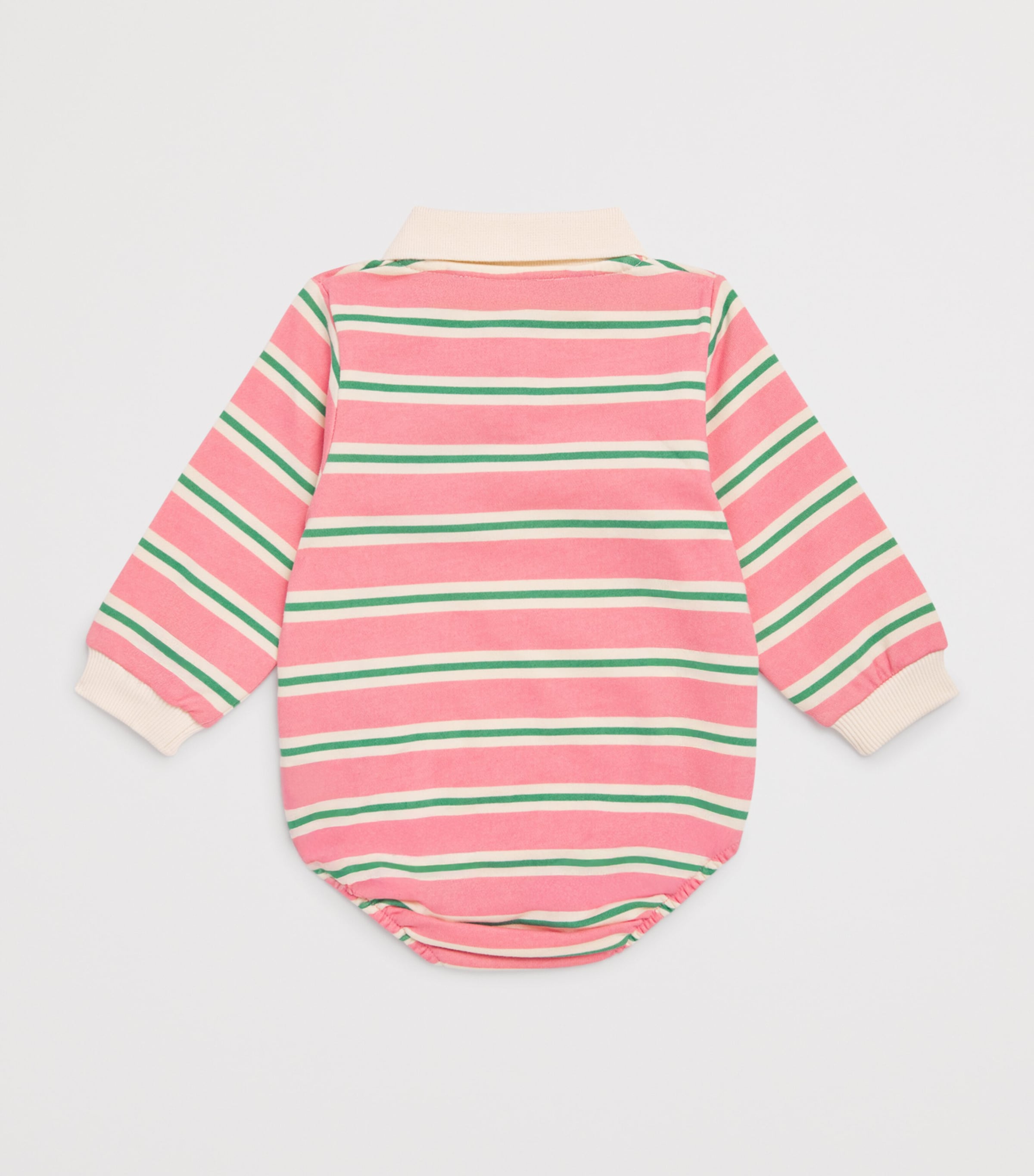 Cotton Stripe Polo Sweater Bodysuit (1-18 Months) P25083 BLUSH BOUND Image 2