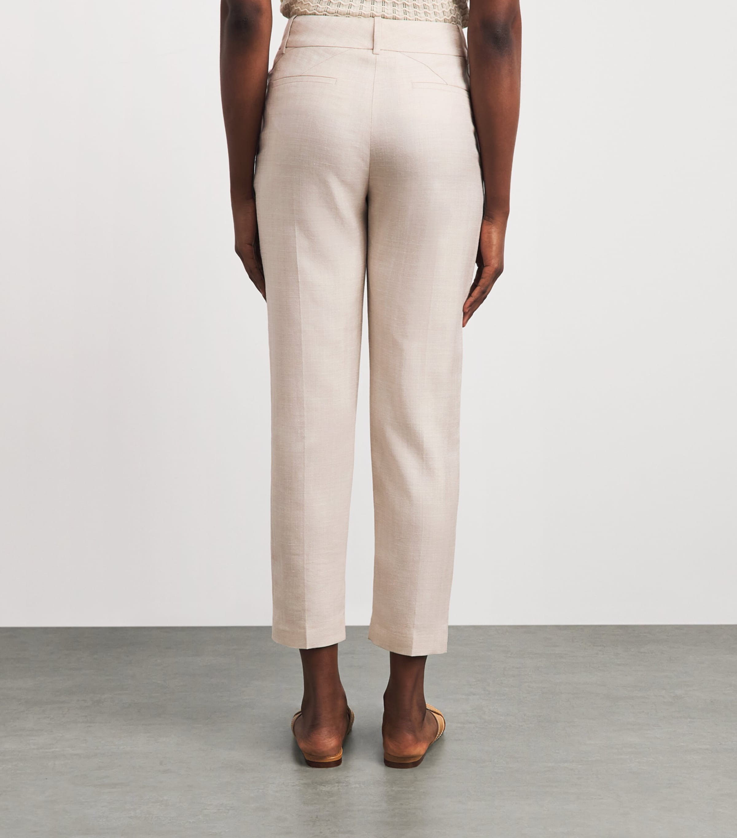 Eleventy Womens Wool-Silk-Linen Tailored Trousers Sabbia Image 5