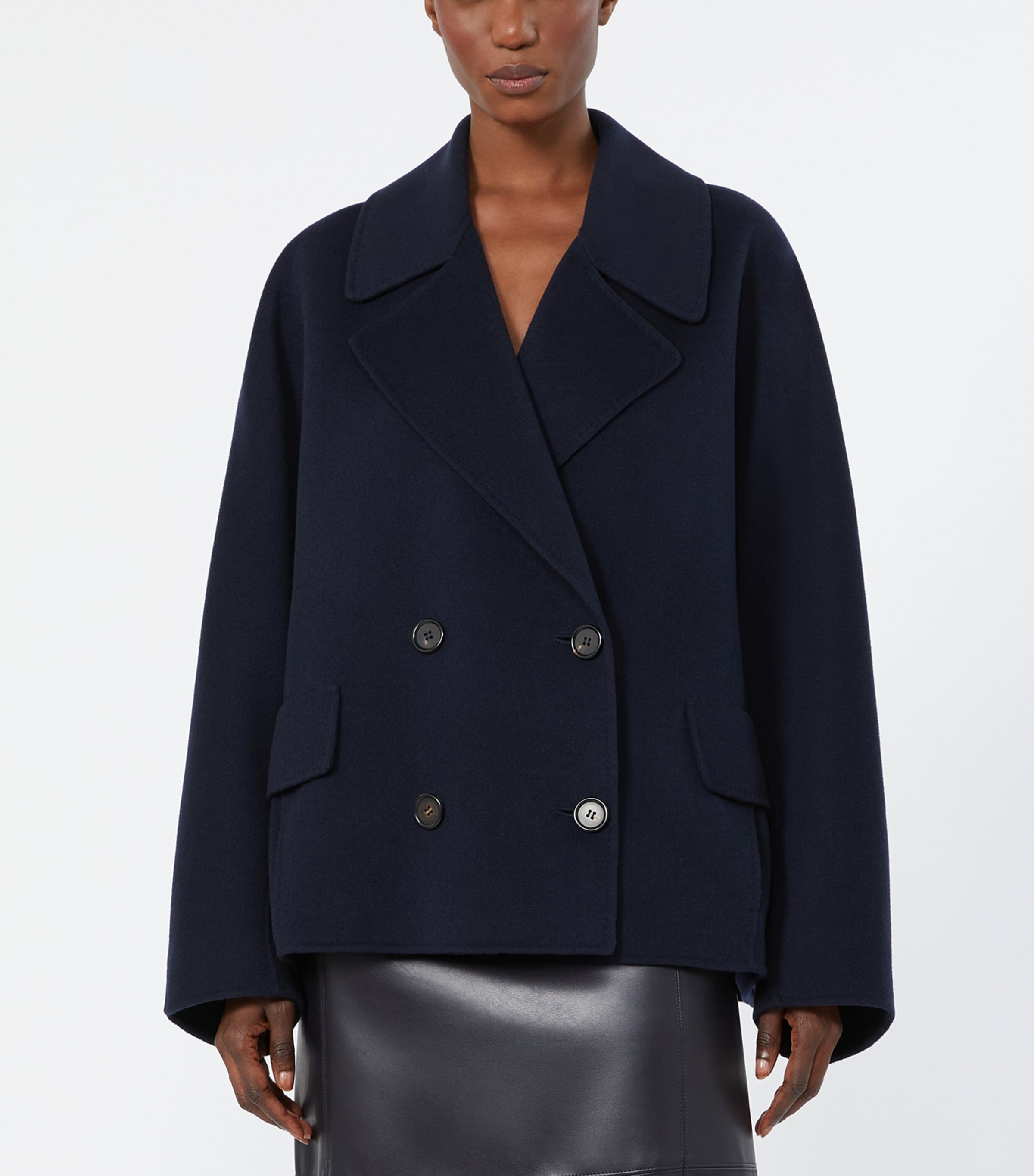 Max Mara Womens Virgin Wool Short Peacoat Midnightblue Image 3