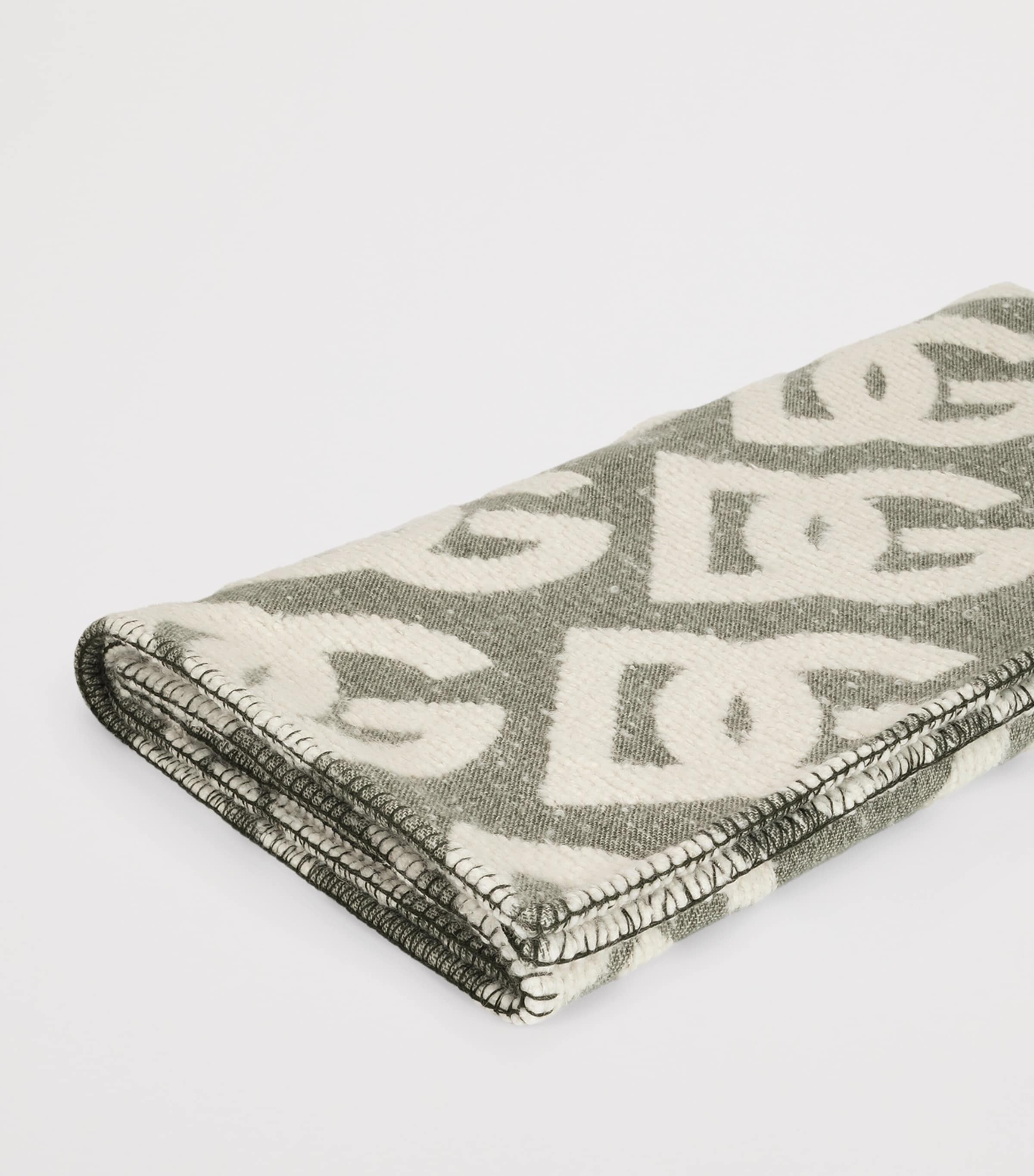 Wool-Cashmere-Silk Logo Throw (140cm x 180cm) U0020-VERDE Image 4