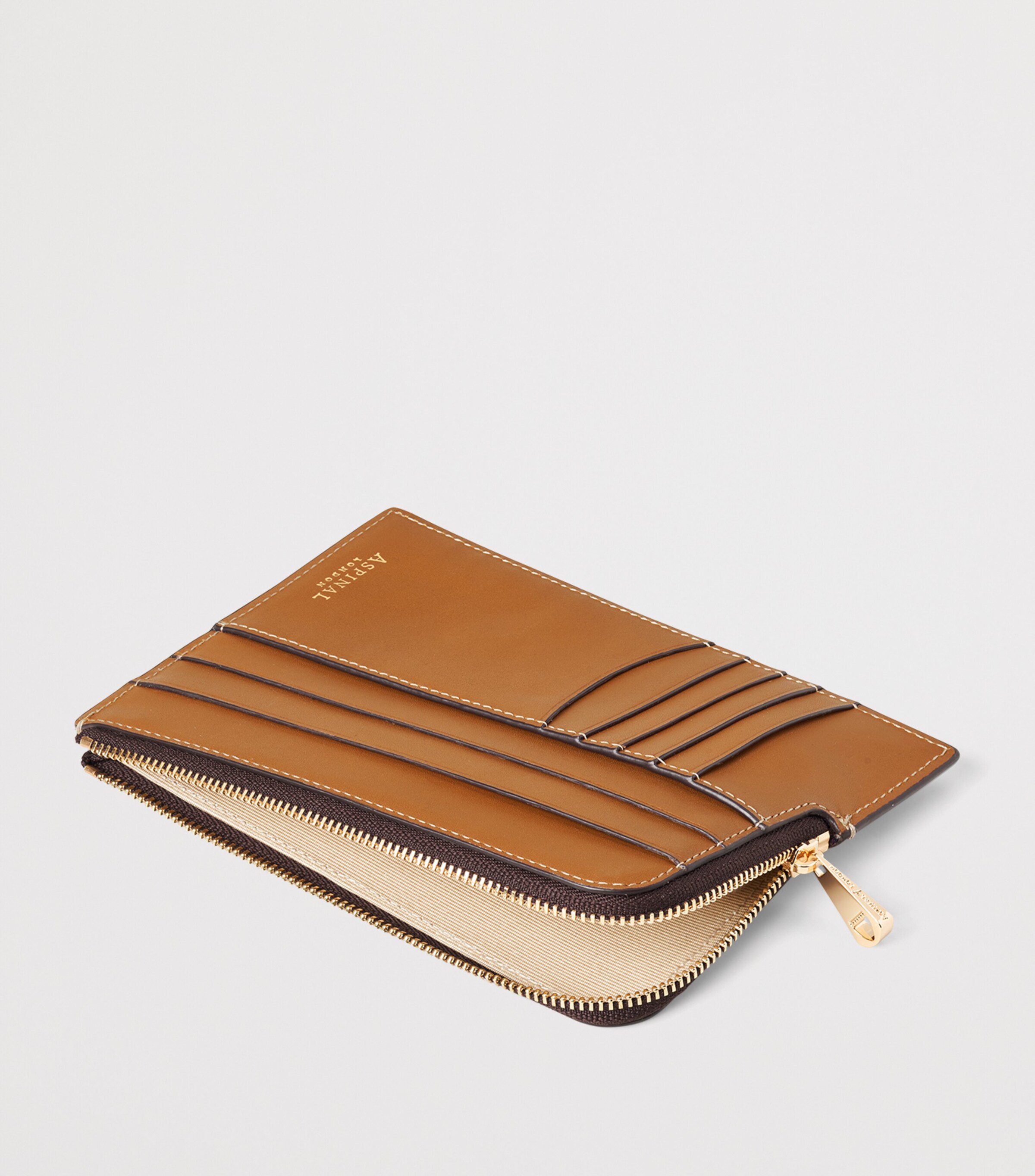 Leather Zipped Travel Wallet TAN Image 3