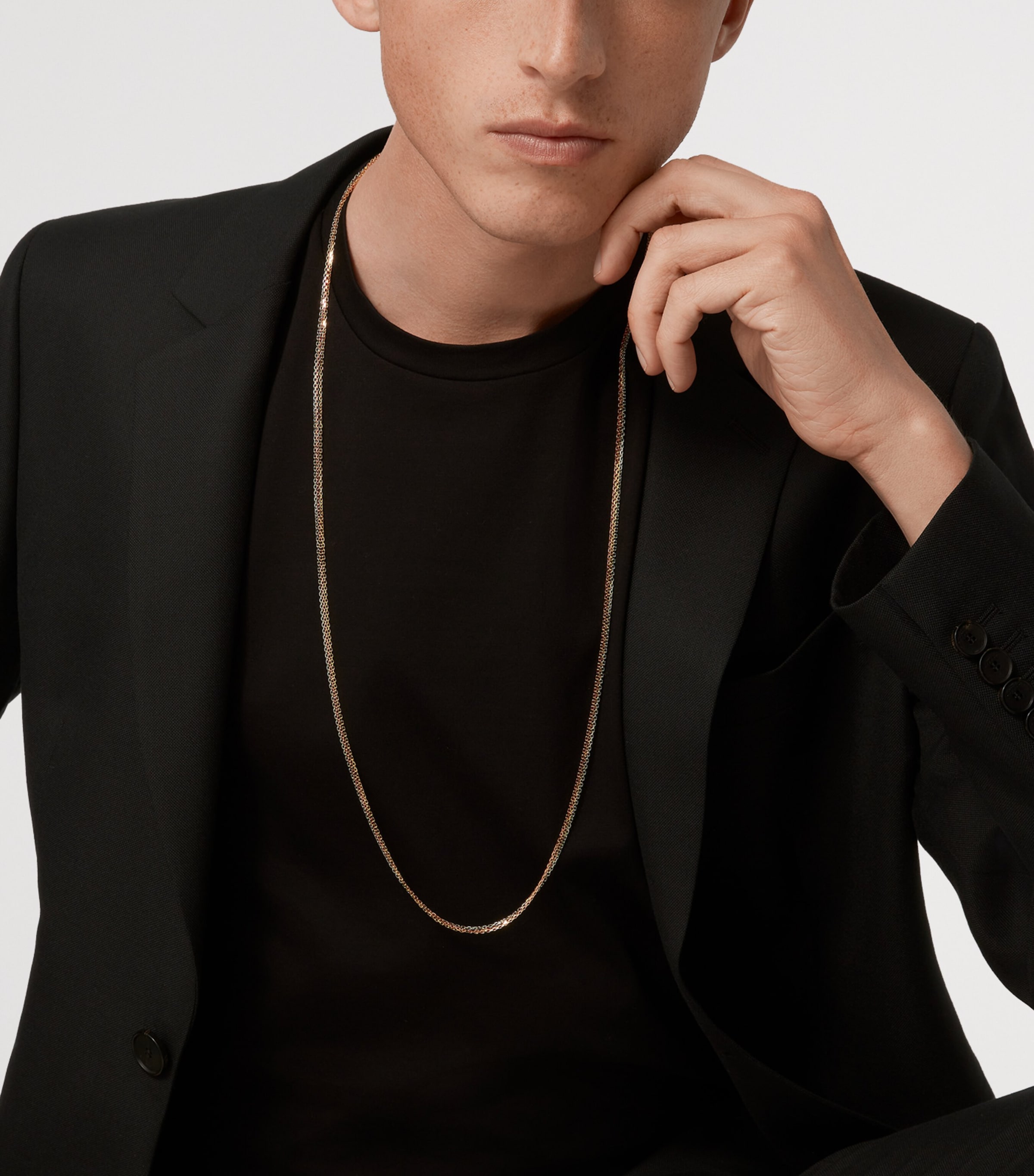 Mixed Gold Trinity Chain Necklace YLLW/ROSE/WHITE GOLD Image 2