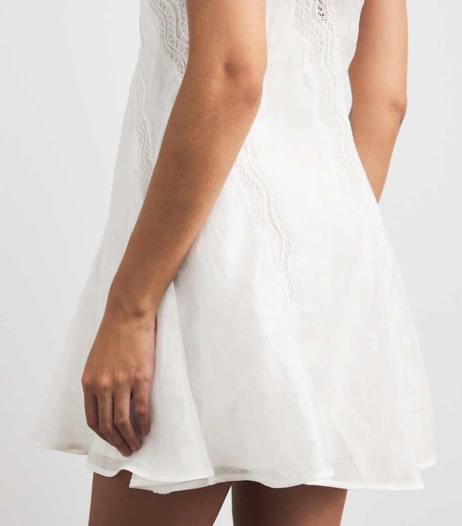 Sandro Paris Womens Linen-Blend Lace-Trim Dress White Image 5