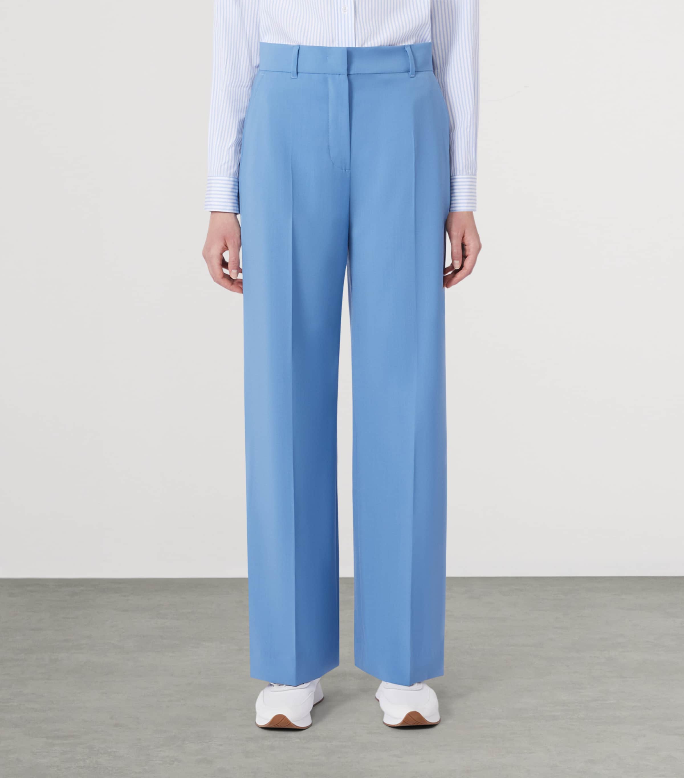 Wool Wide-Leg Trousers LIGHT BLUE Image 3