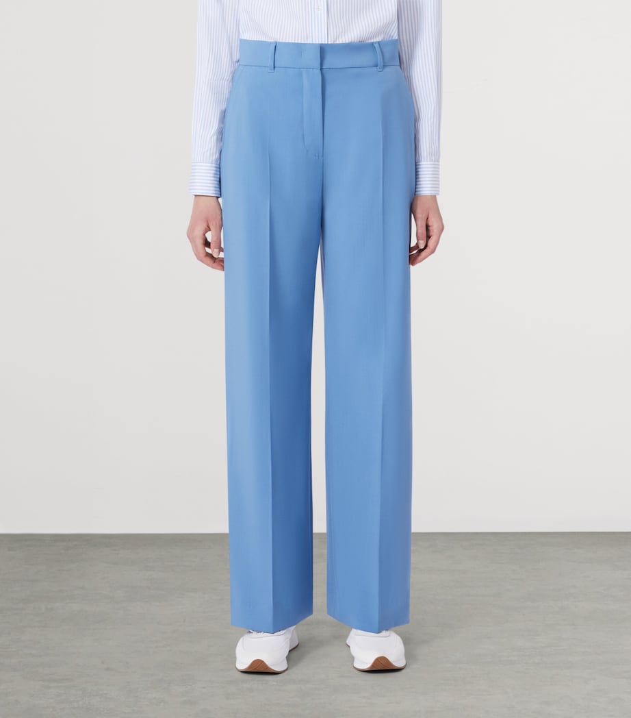 Wool Wide-Leg Trousers LIGHT BLUE Image 3