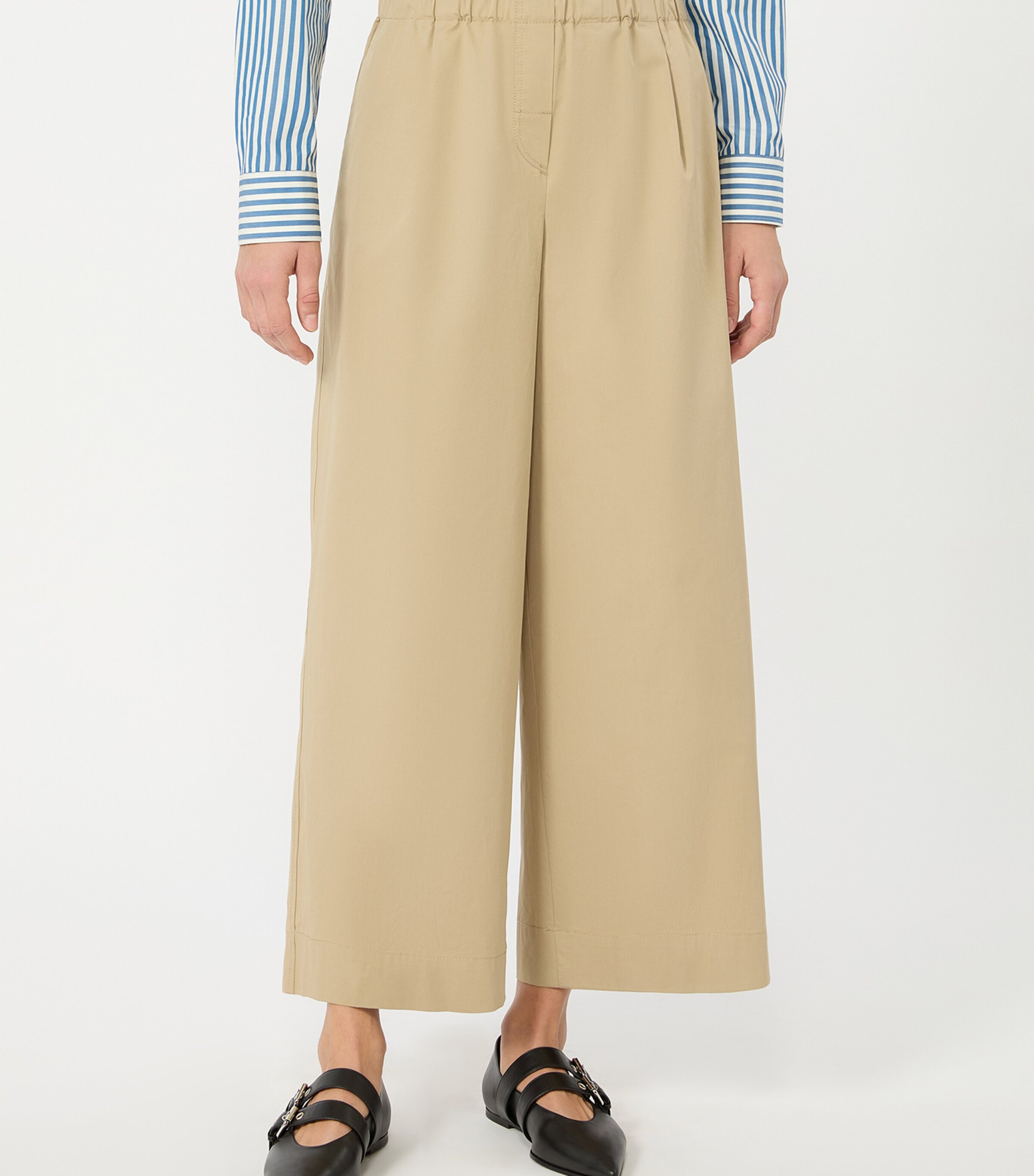 Weekend Max Mara Womens Cotton Flared Trousers Beige Image 2
