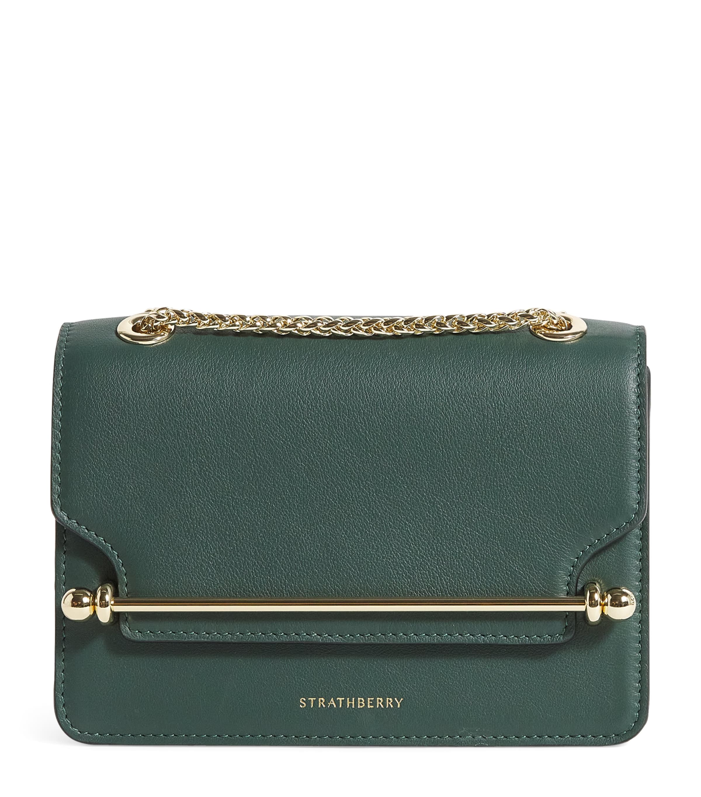 Strathberry Mini Leather East-west Shoulder Bag In Green