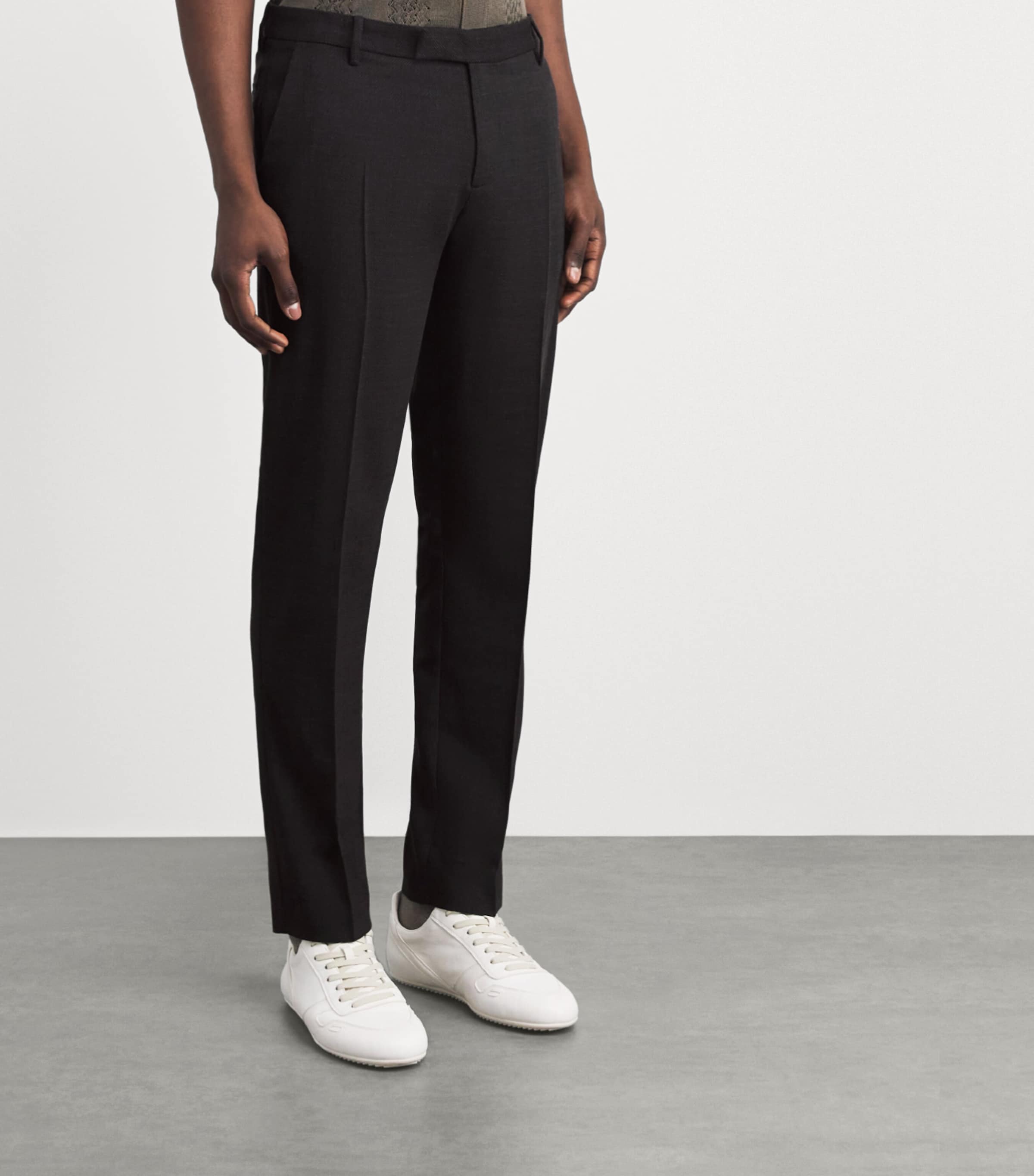 Sunspel Mens Textured Wool Chinos Brgd Truffle Image 4