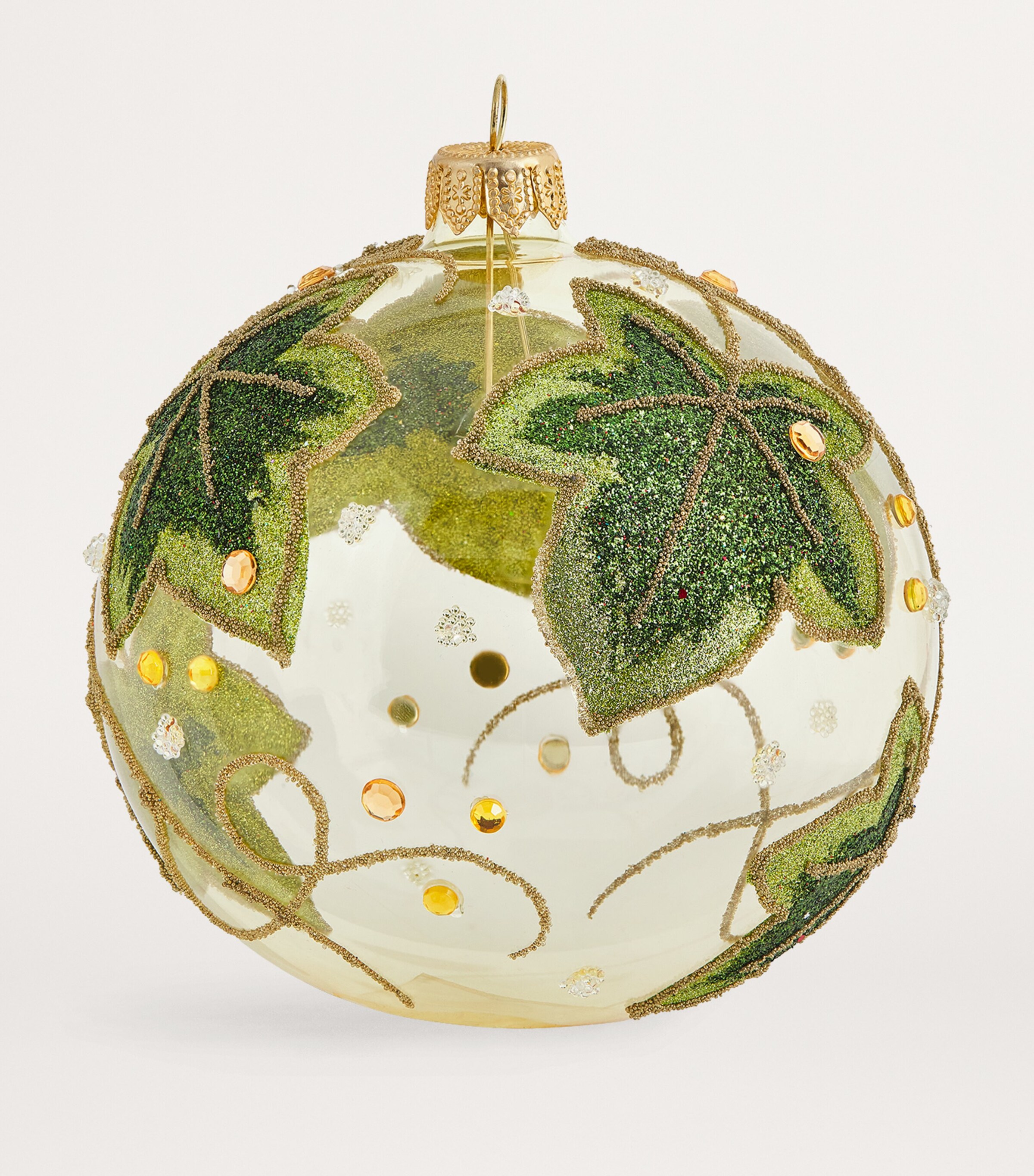 Harrods Glass Ivy Bauble Green Image 2