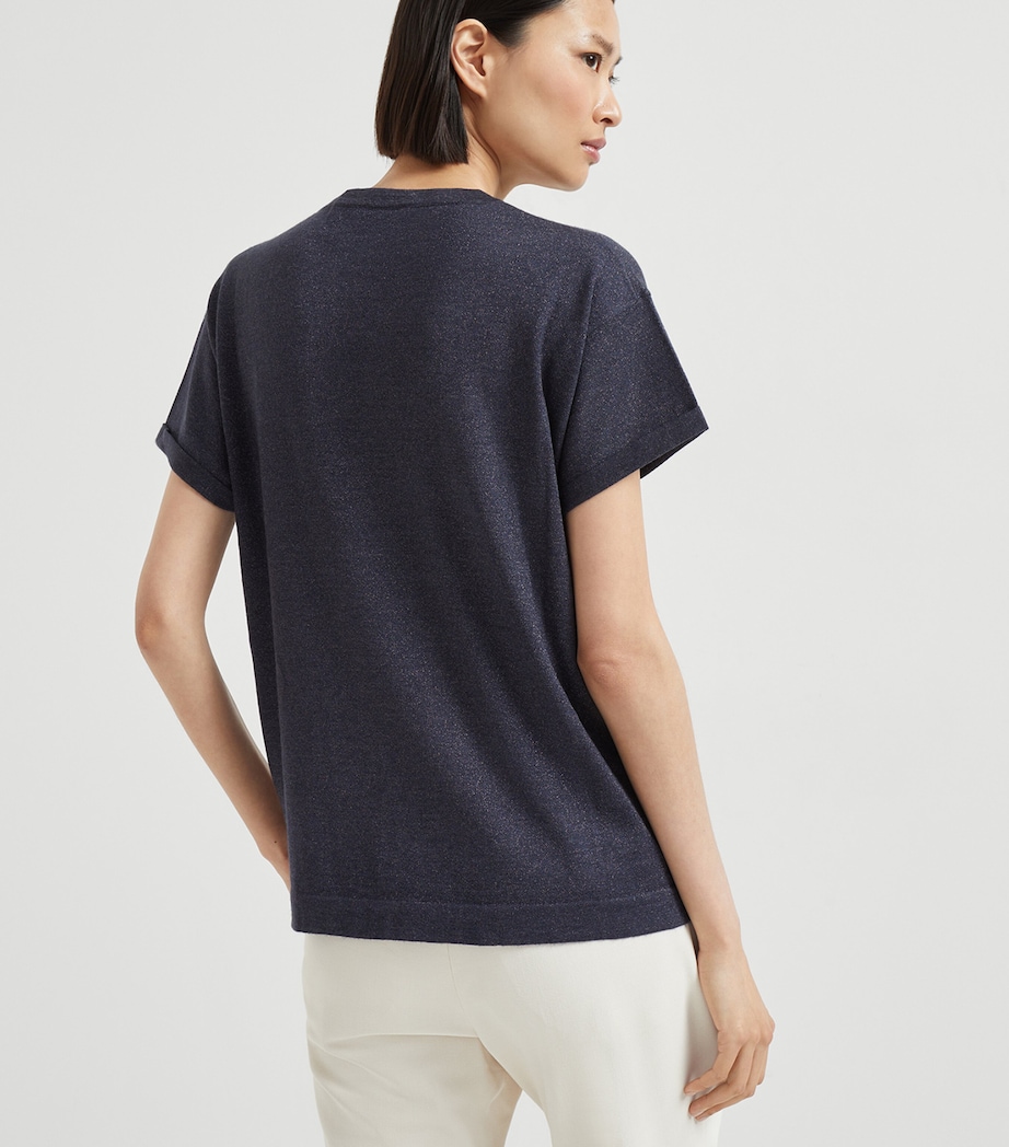 Brunello Cucinelli Womens Cashmere-Blend Knit T-Shirt Image 3