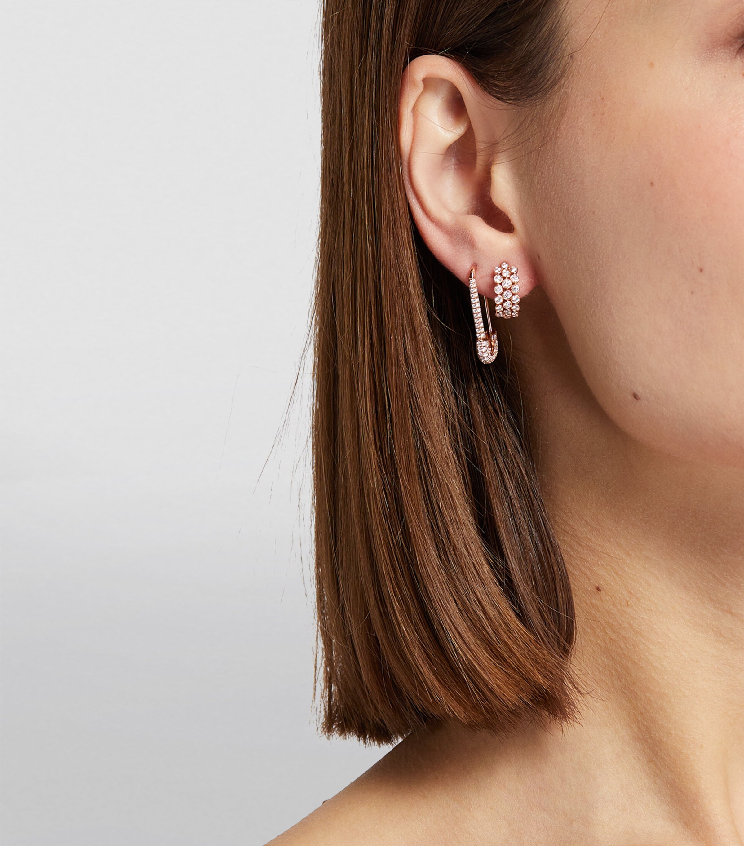 Anita Ko Rose Gold and Diamond Safety Pin Single Right Earring Rose Gold Image 4