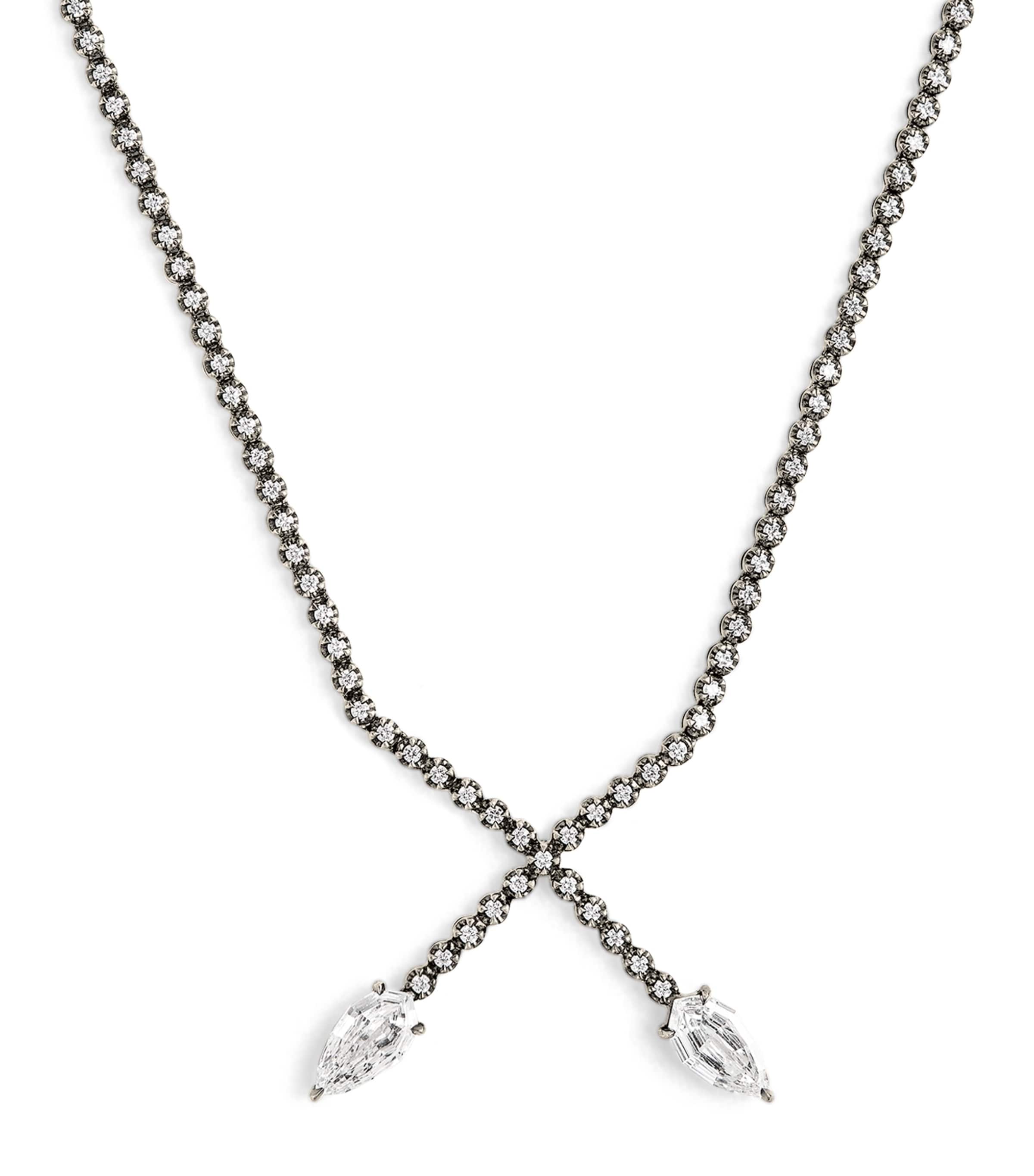 Eva Fehren Blackened White Gold And Diamond X Necklace In Black