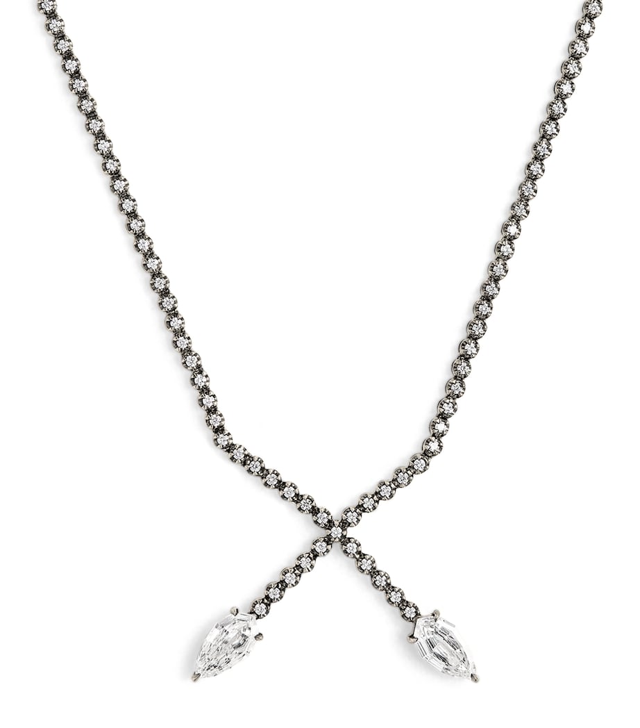 Blackened White Gold and Diamond X Necklace BLACK GOLD Image 1