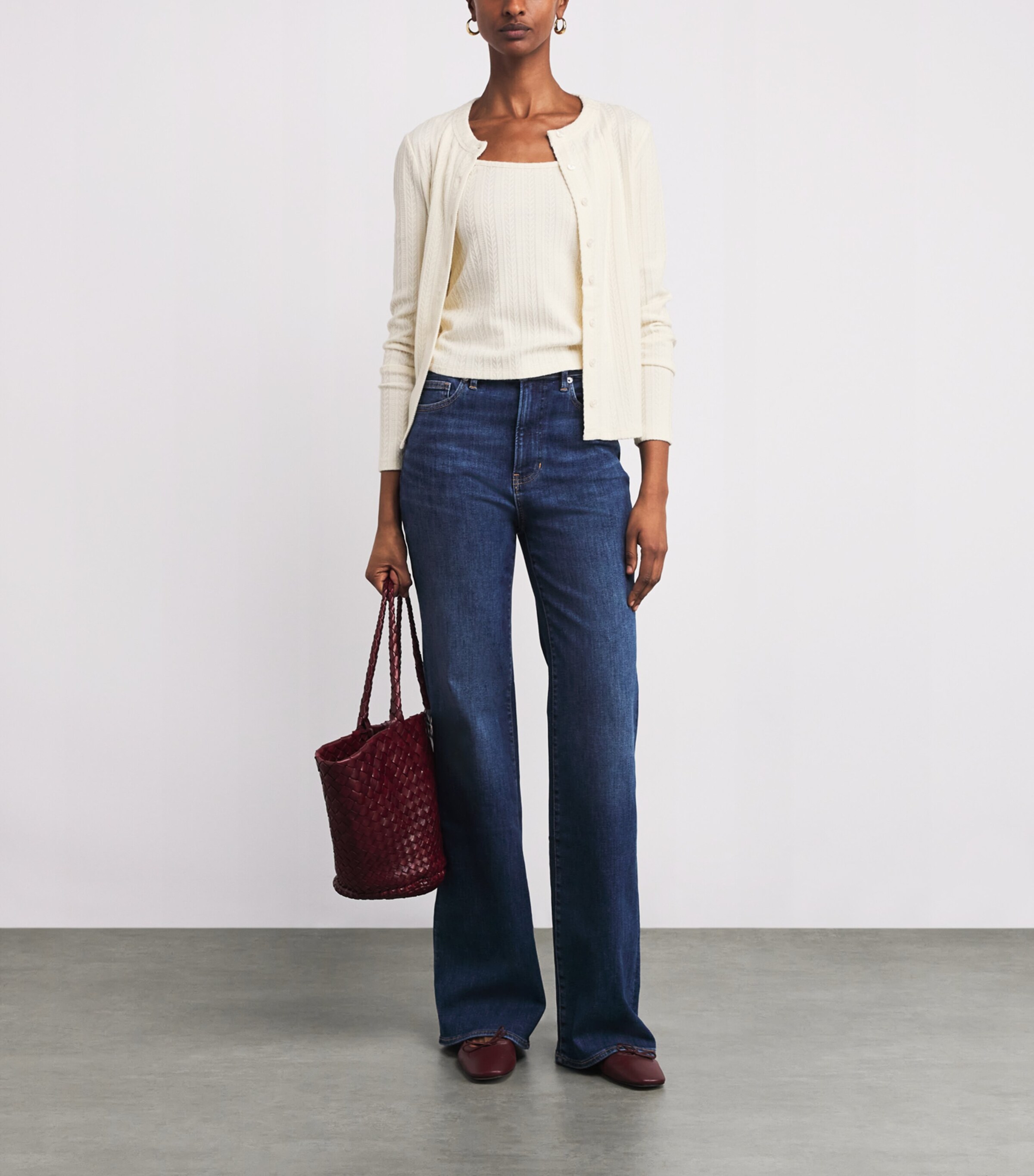 Pointelle-Knit Cami W0007 ECRU Image 2