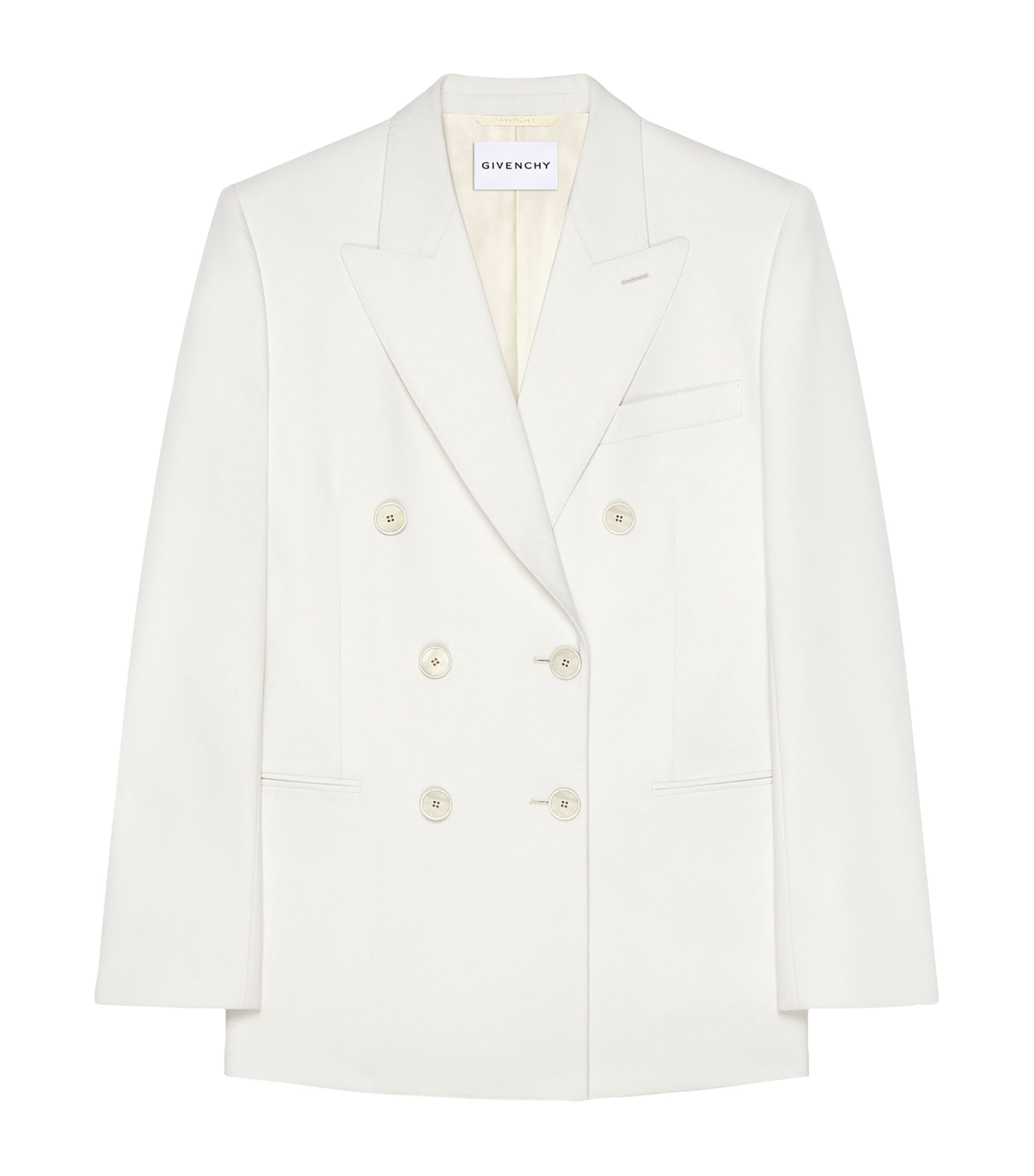 Givenchy Womens Wool-Mohair Double-Breasted Blazer White Image 1