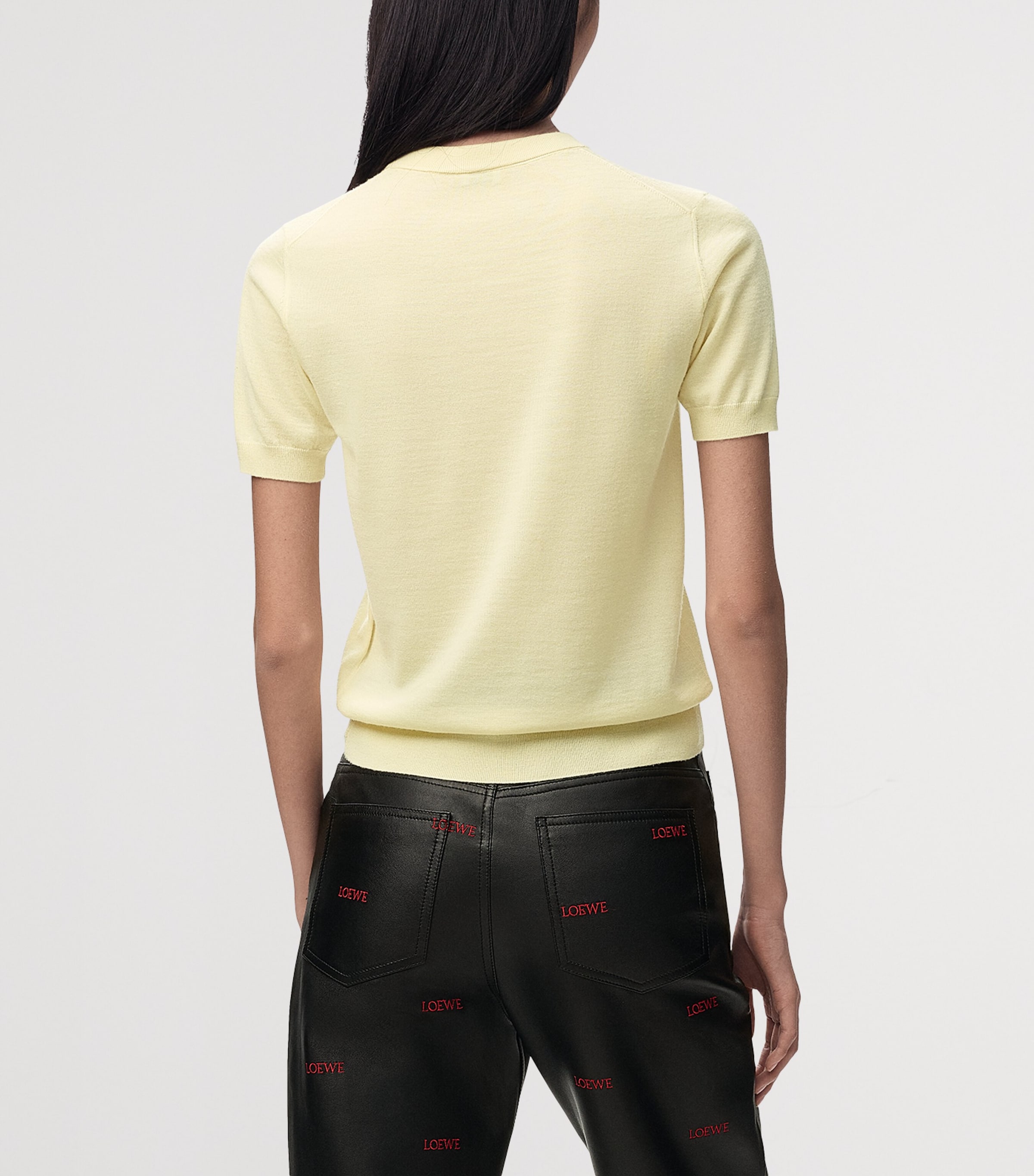 LOEWE Womens Wool-Blend Anagram Top Light Yellow/white Image 4