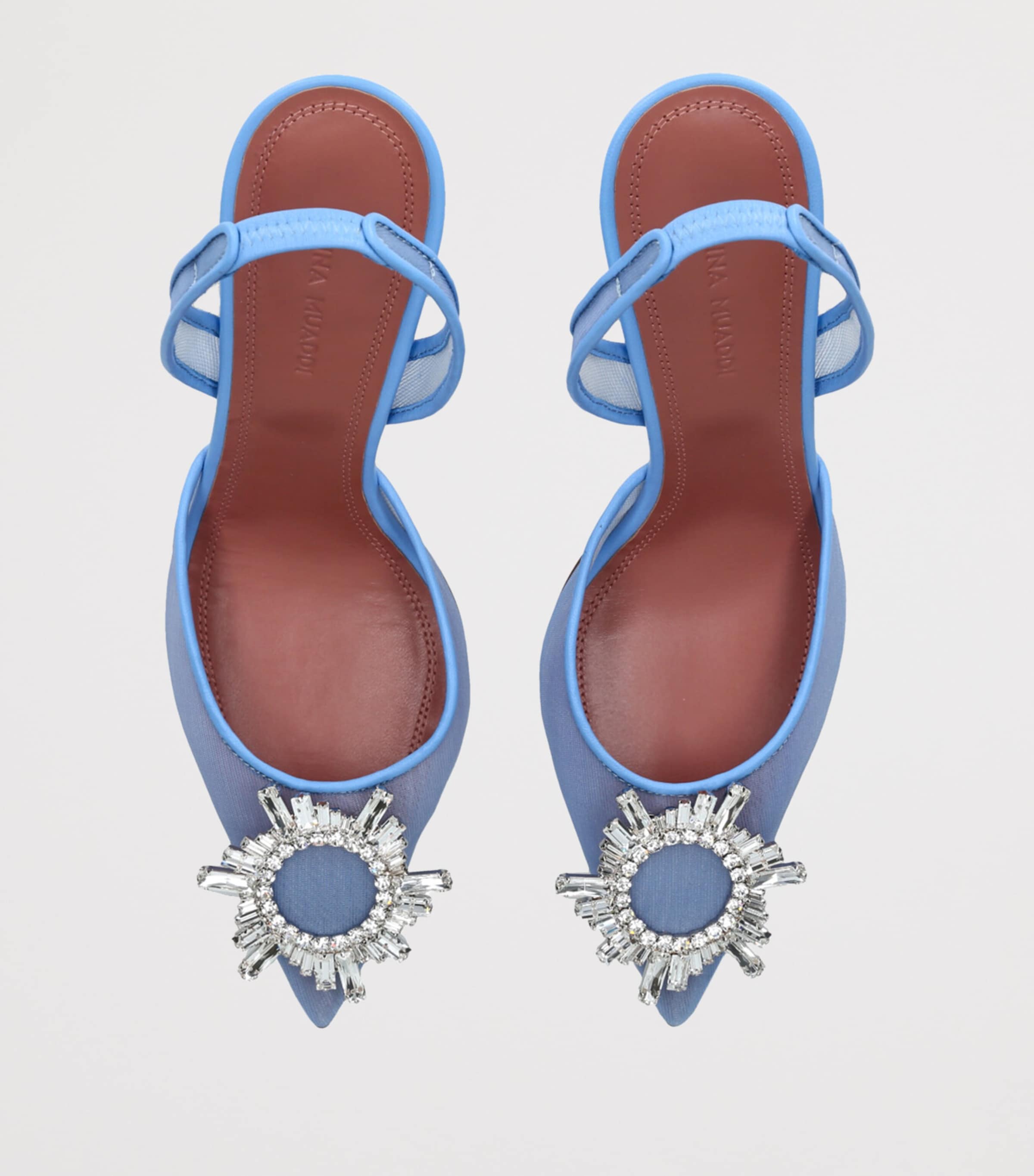 Amina Muaddi Mesh Begum Slingback Pumps 95 Pale Blue Image 4
