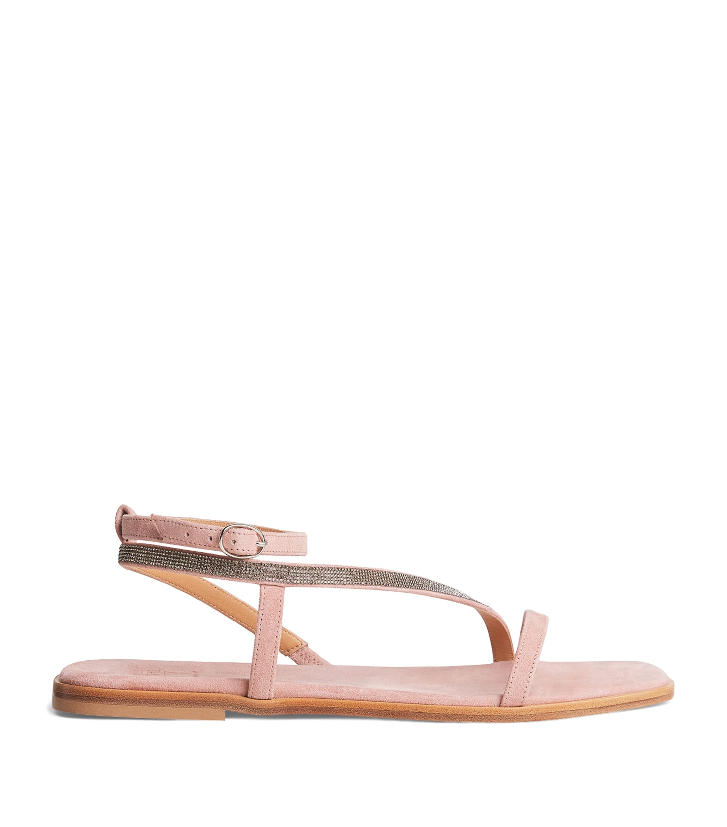 Eleventy Suede Crystal-Embellished Sandals Lampone Image 1