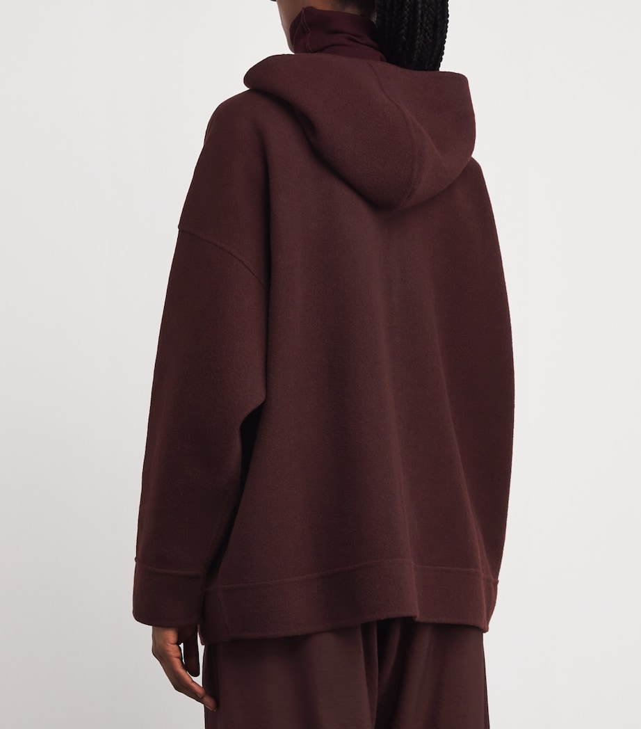 Wool-Blend Zip-Up Hoodie CHERRY Image 4