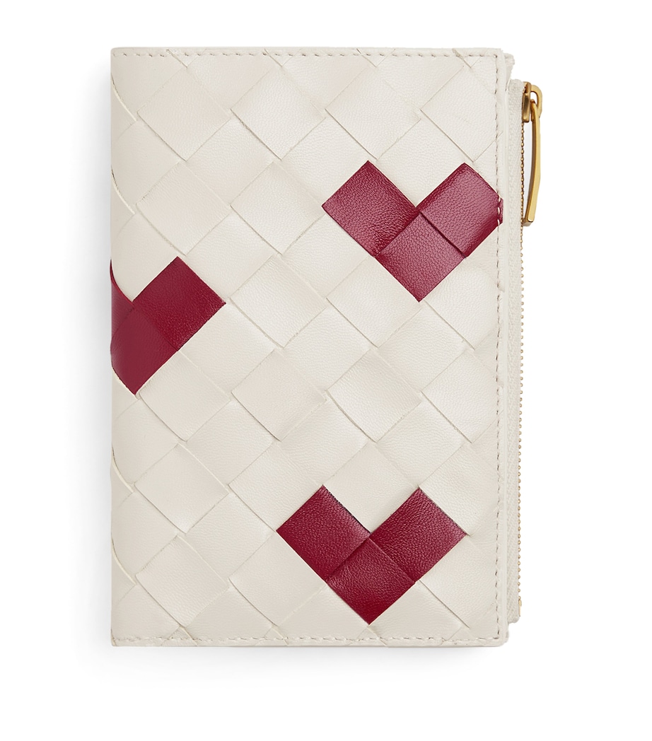 Medium Leather Intrecciato Weave Heart Bi-Fold Wallet 9140 Image 1