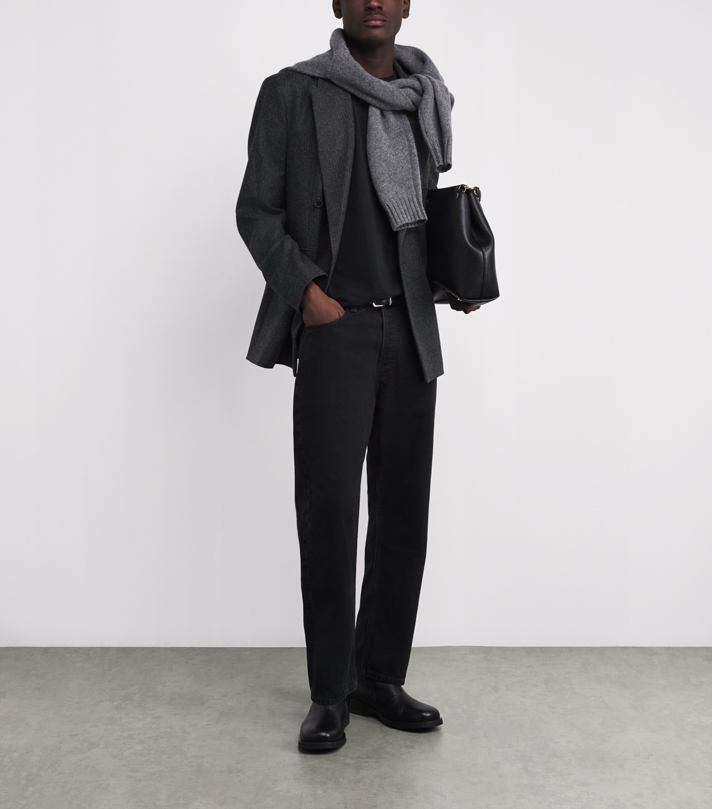 Wool-Blend Pinstripe Blazer DKGR Image 2