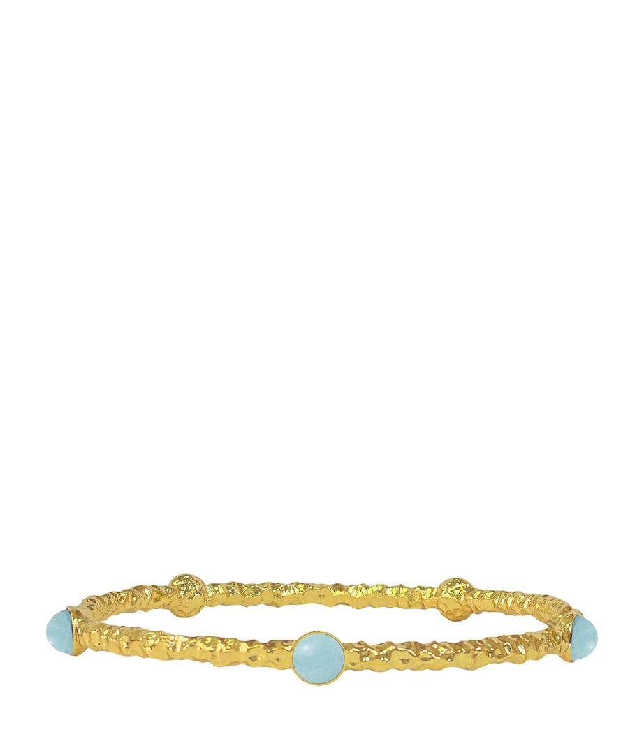 Gold-Plated Cabochon Bangle AQUAMARINE Image 1