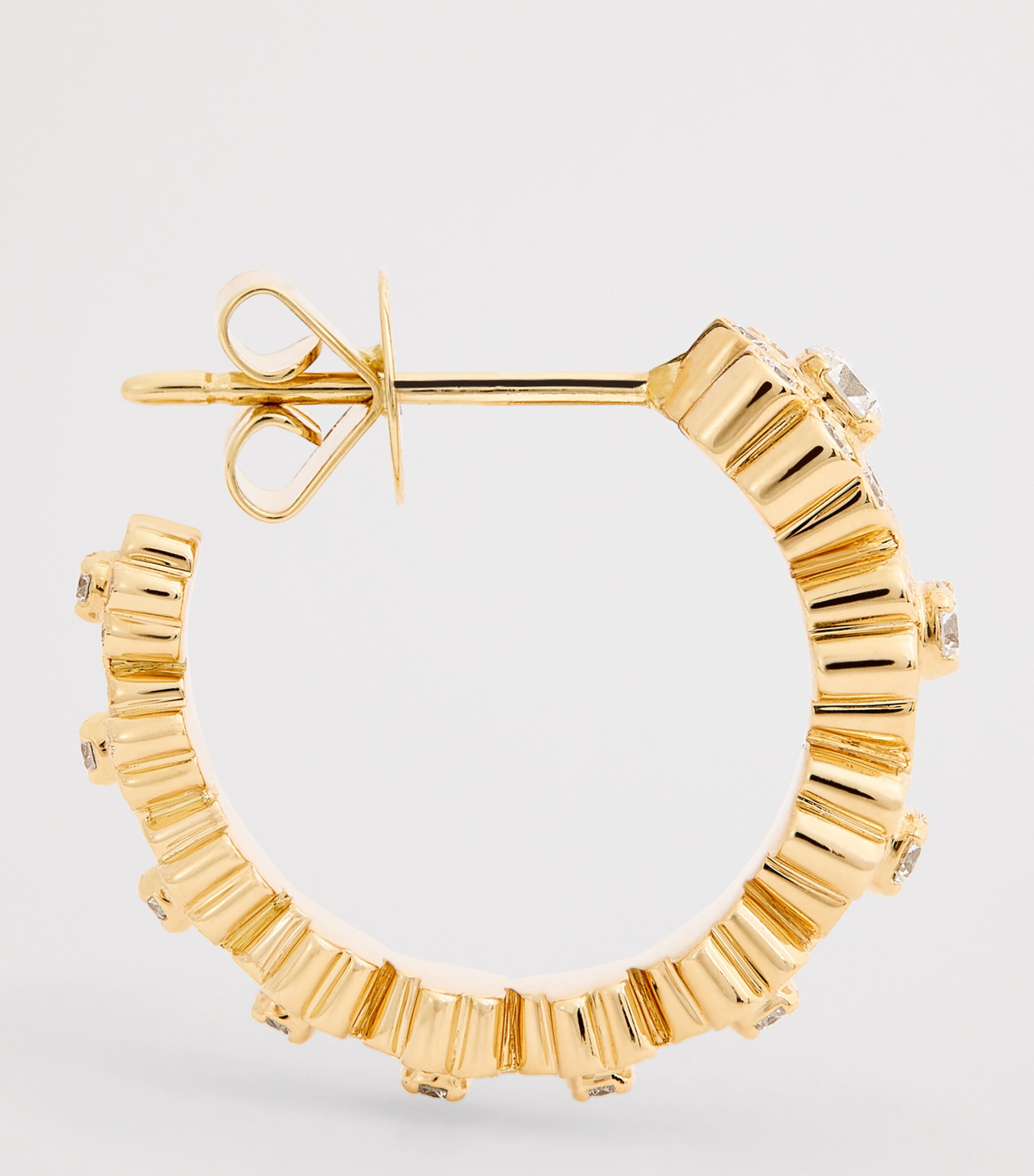 Sophie Bille Brahe Yellow Gold and Diamond Grande Boucle Fleurs Hoop Earrings Yellow Gold Image 4