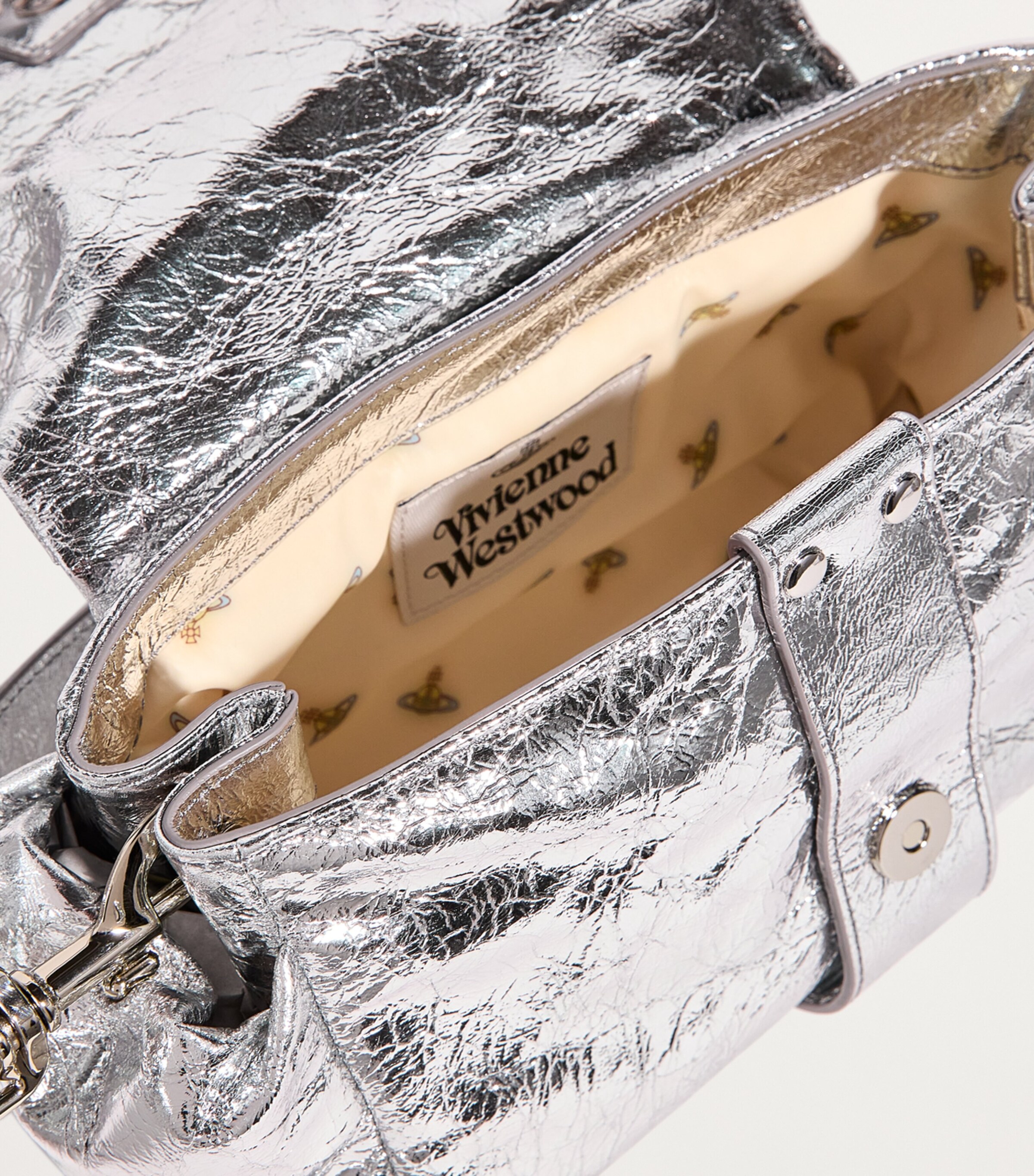 Vivienne Westwood Silver Metallic Leather Hazel Top-Handle Bag