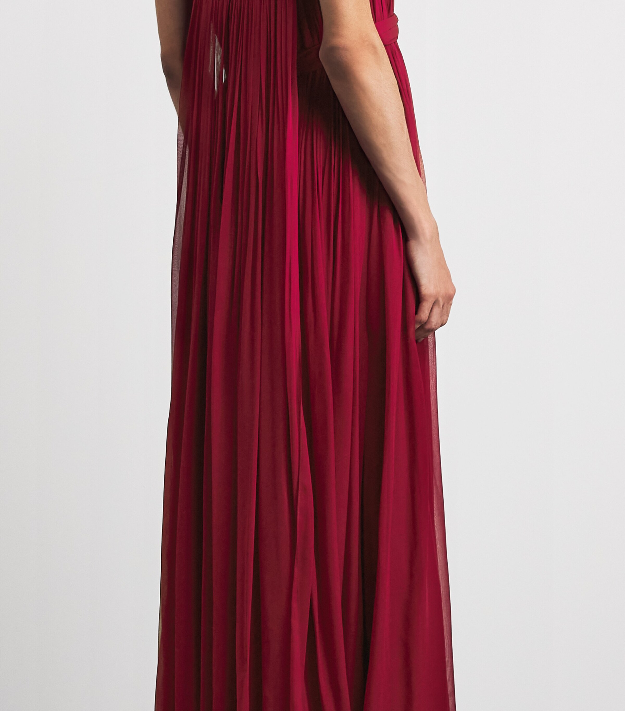 Pamella Roland Womens Chiffon Plunge Gown Burgundy Image 5