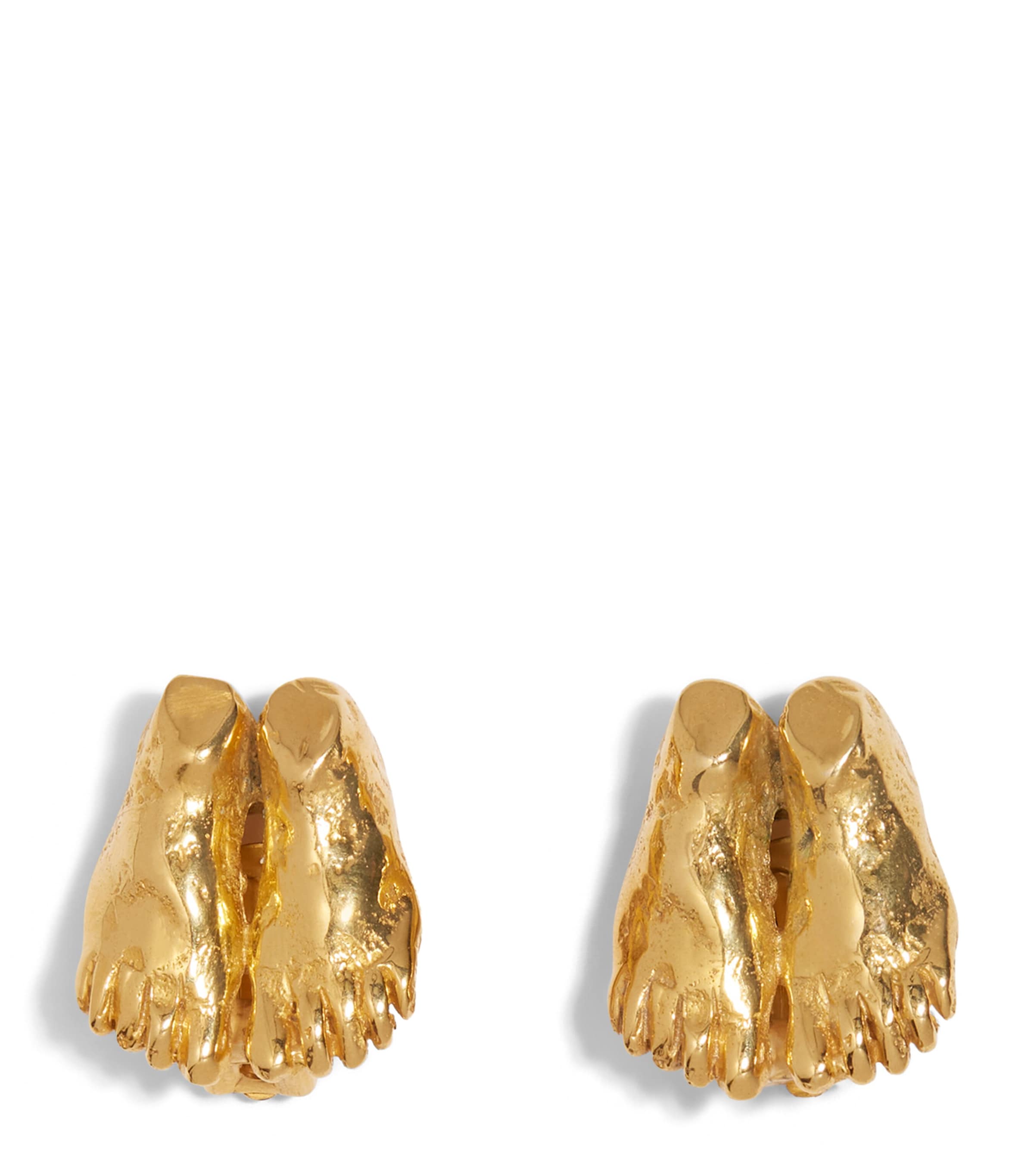 Schiaparelli Foot Earrings Opaque Gold Image 1