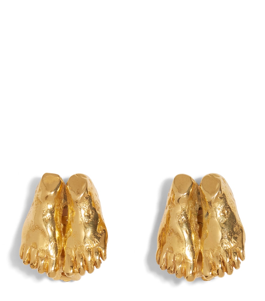 Schiaparelli Foot Earrings Opaque Gold Image 1