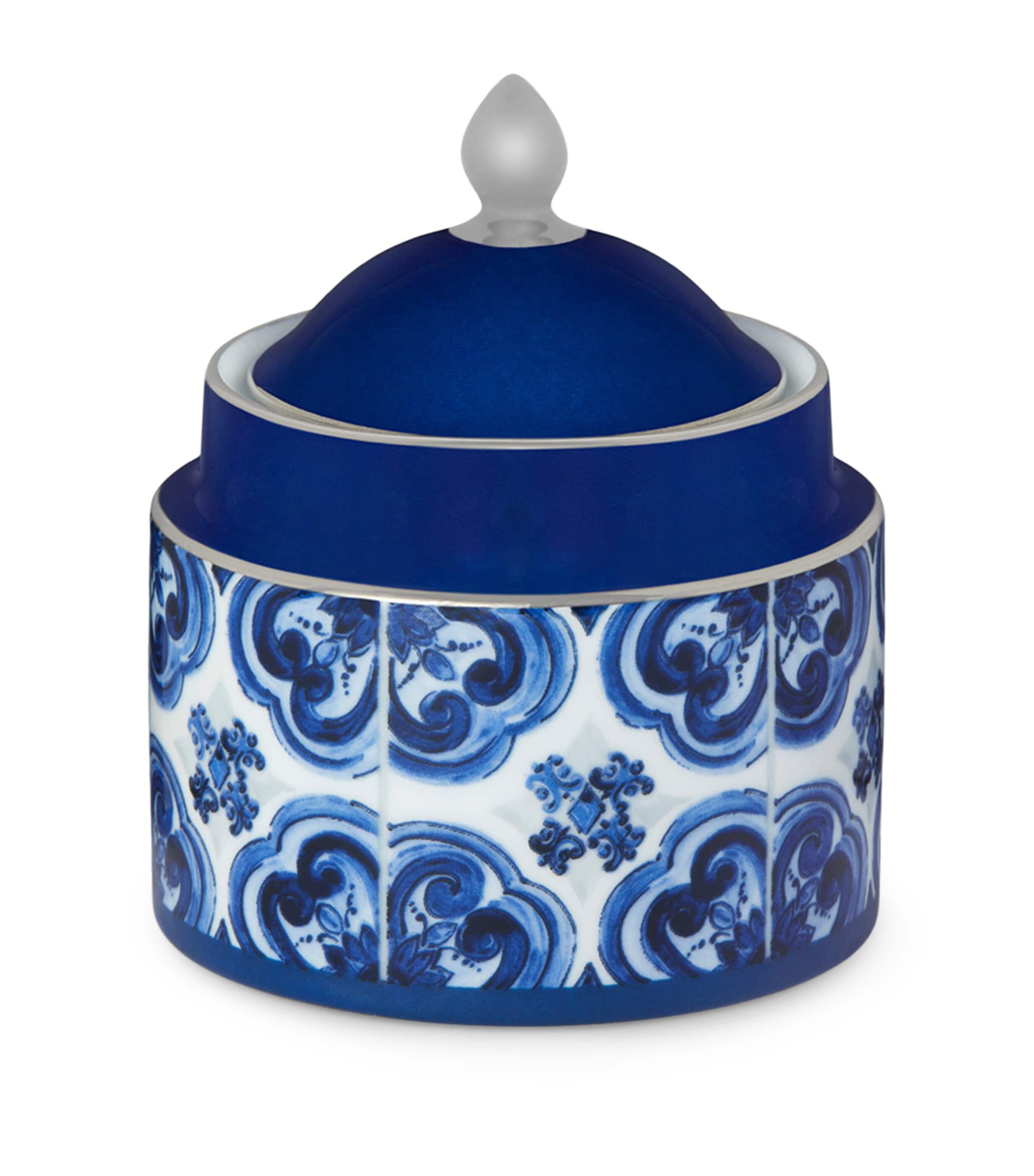 Dolce & Gabbana Casa Porcelain Blu Mediterraneo Sugar Bowl In Blue