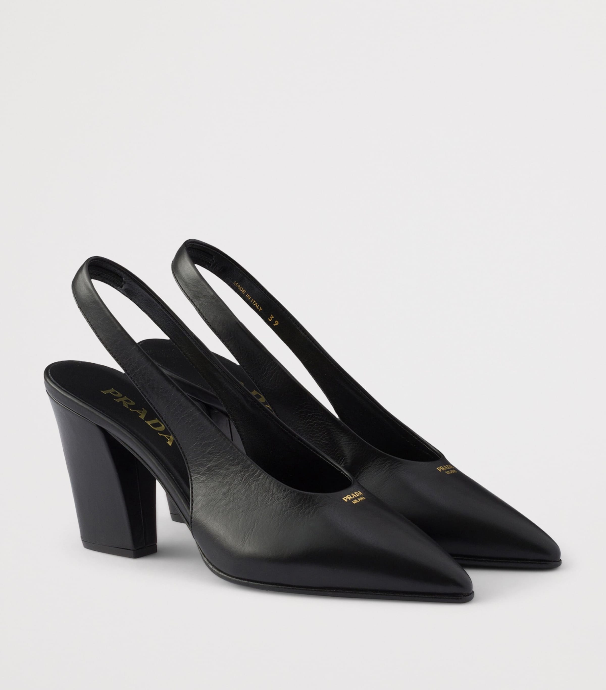 Prada Leather Slingback Pumps 85 Black Image 3
