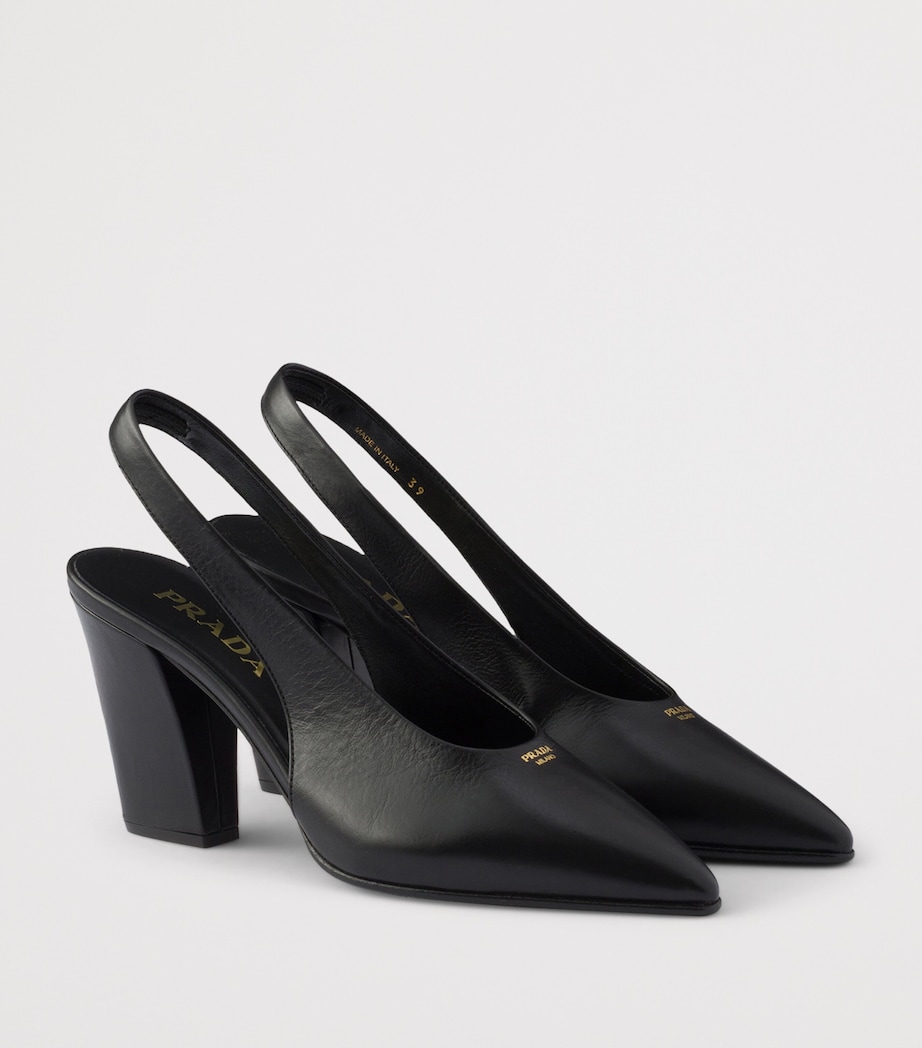 Prada Leather Slingback Pumps 85 Black Image 3