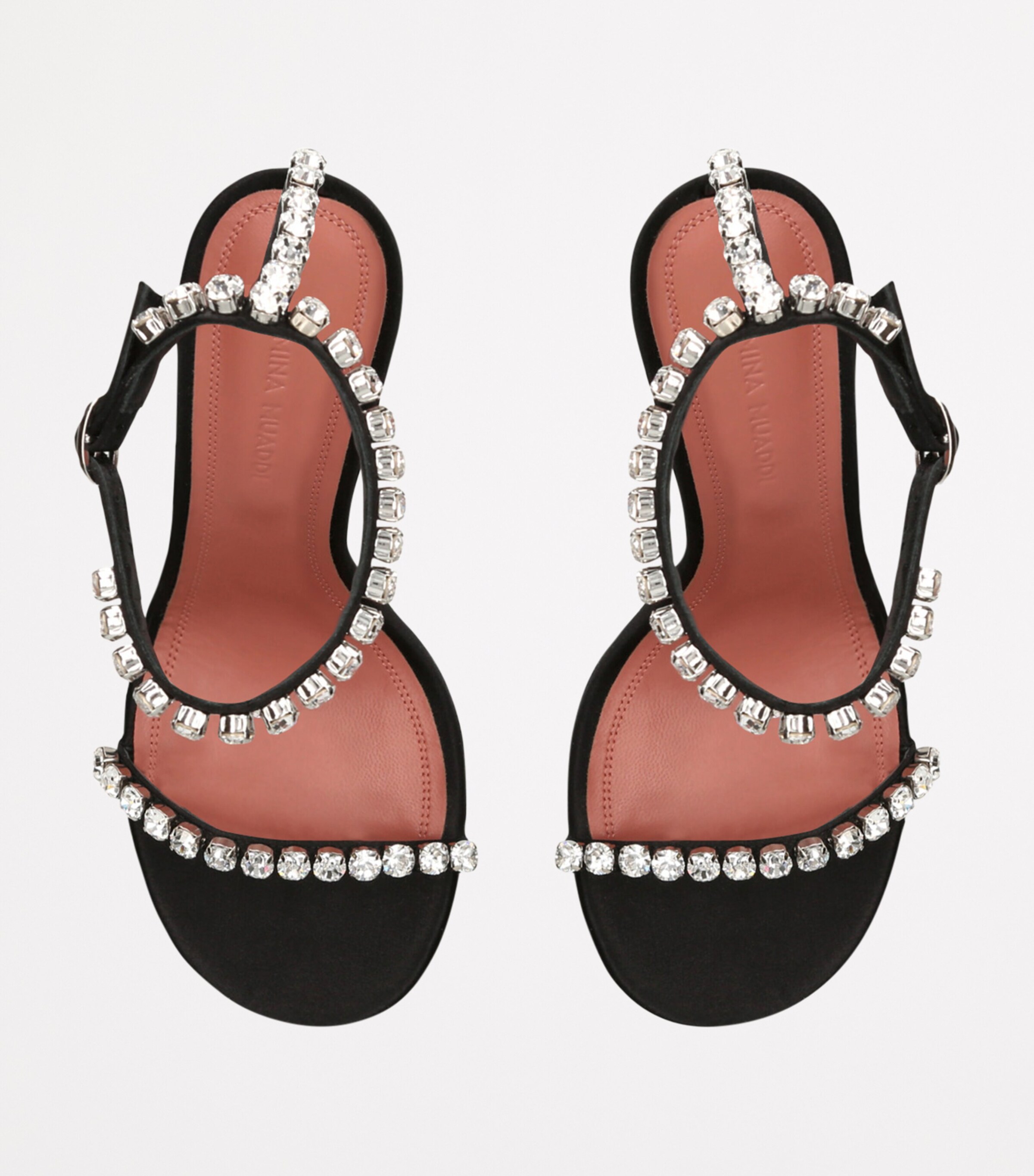 Amina Muaddi Satin Embellished Gigi Sandals 95 Black Image 4