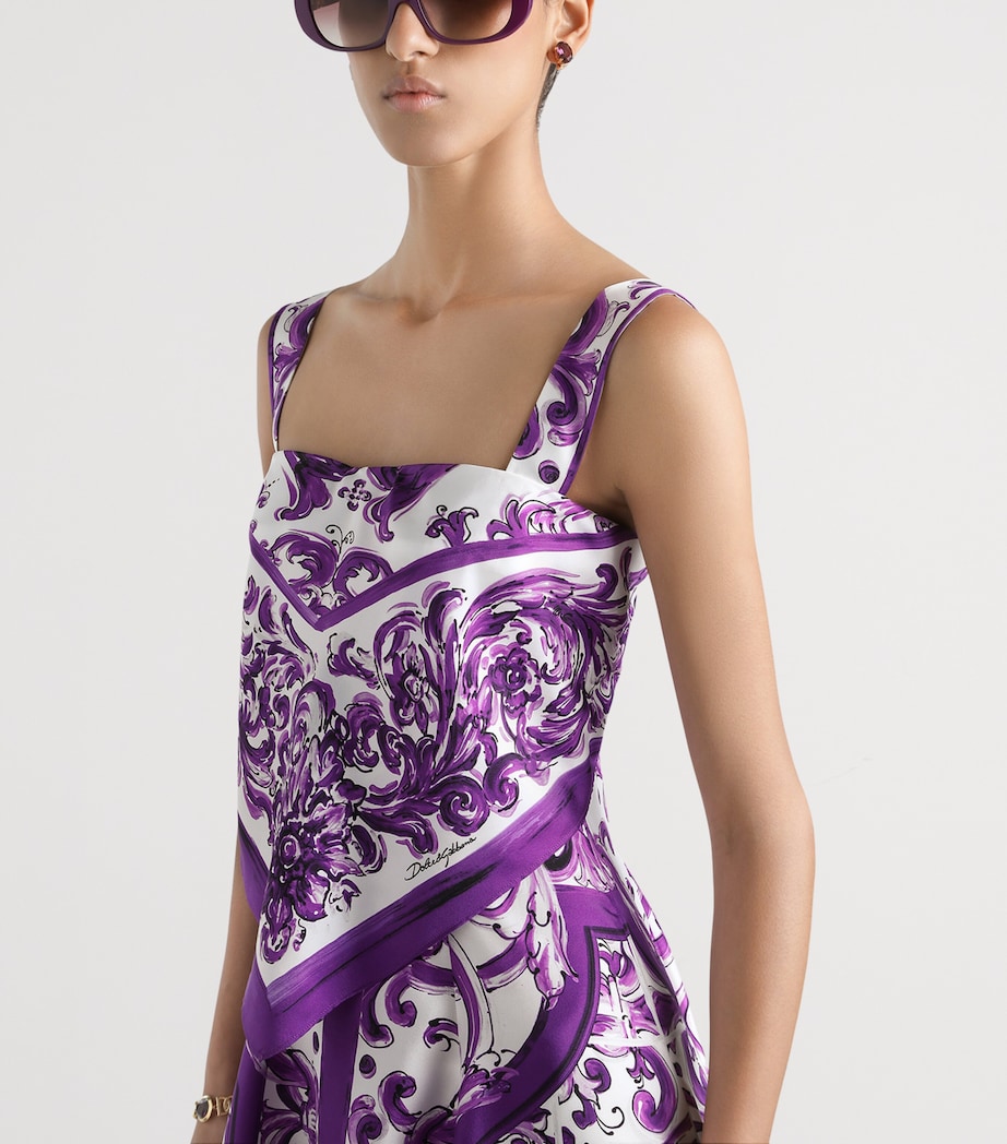 Silk Majolica Print Midi Dress HP5DQ-MIX MAIOLICA L Image 4