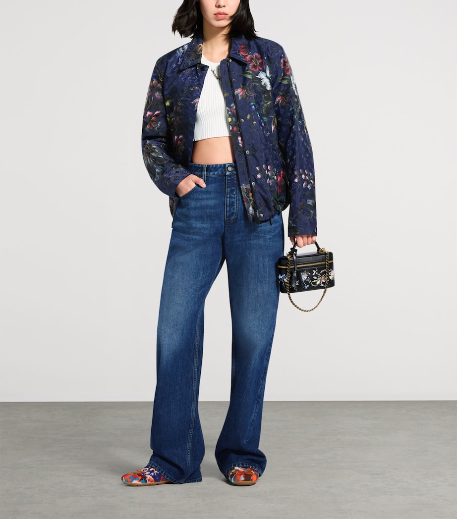 LOUIS VUITTON Womens Water-Resistant Floral Jacket Dark Navy Image 2